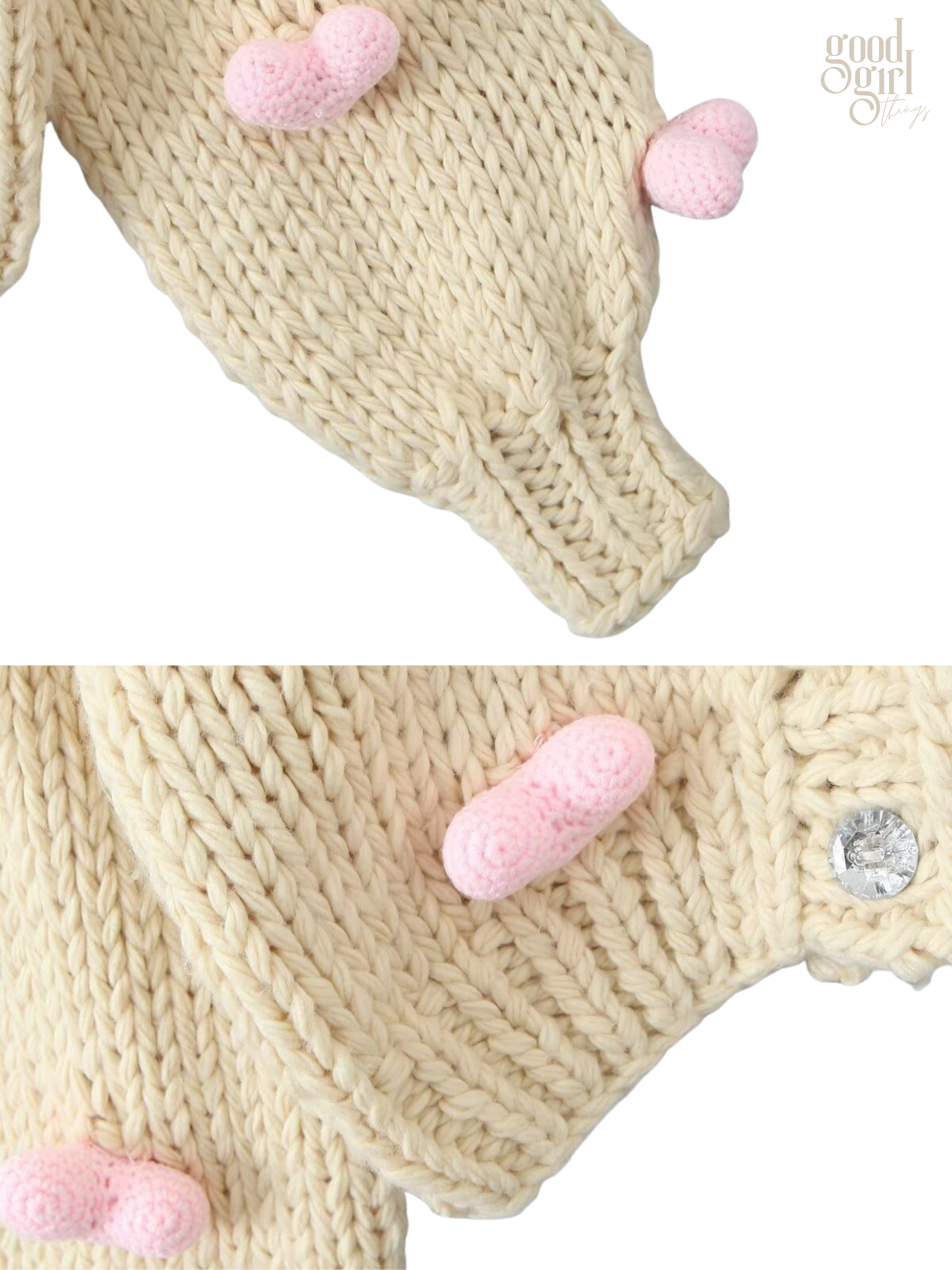 Elena 3D Heart Knit Cardigan