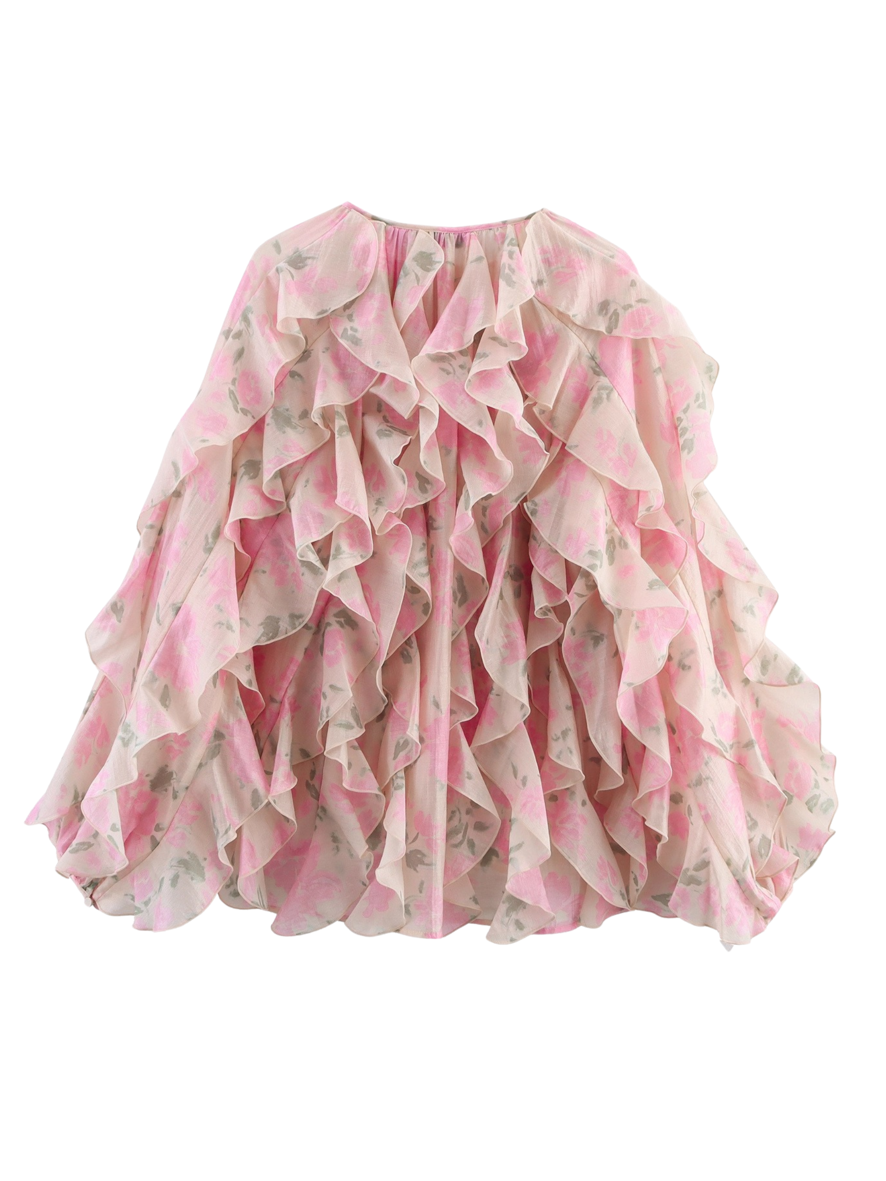 Maddox Floral Ruffle Lace-Up Blouse