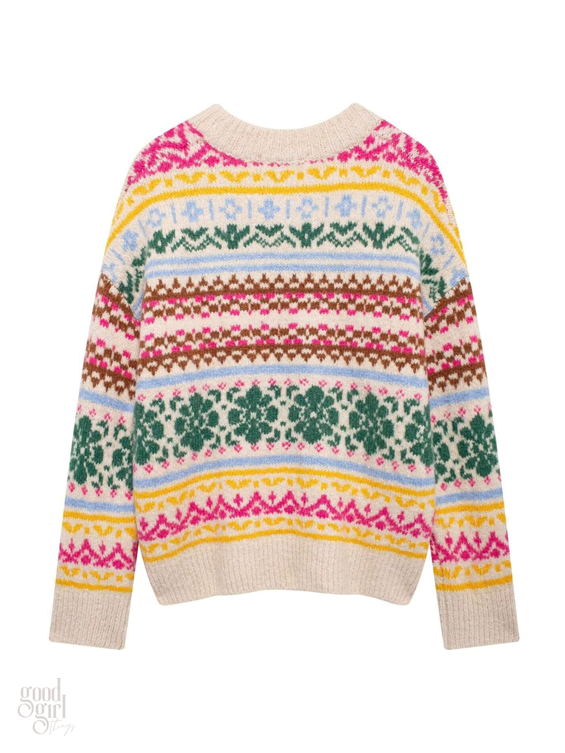 Terri Contrasting Jacquard Sweater