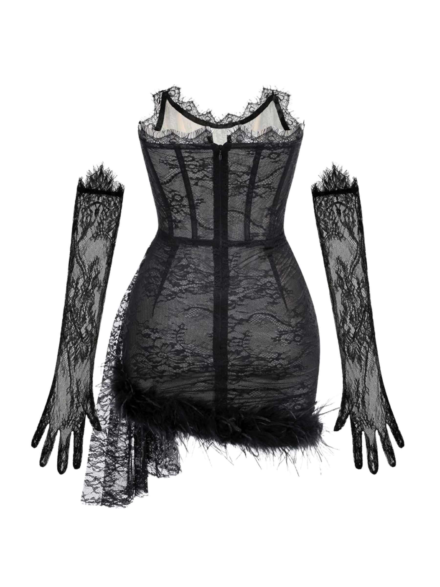 Dasia Lace Mini Dress in Black