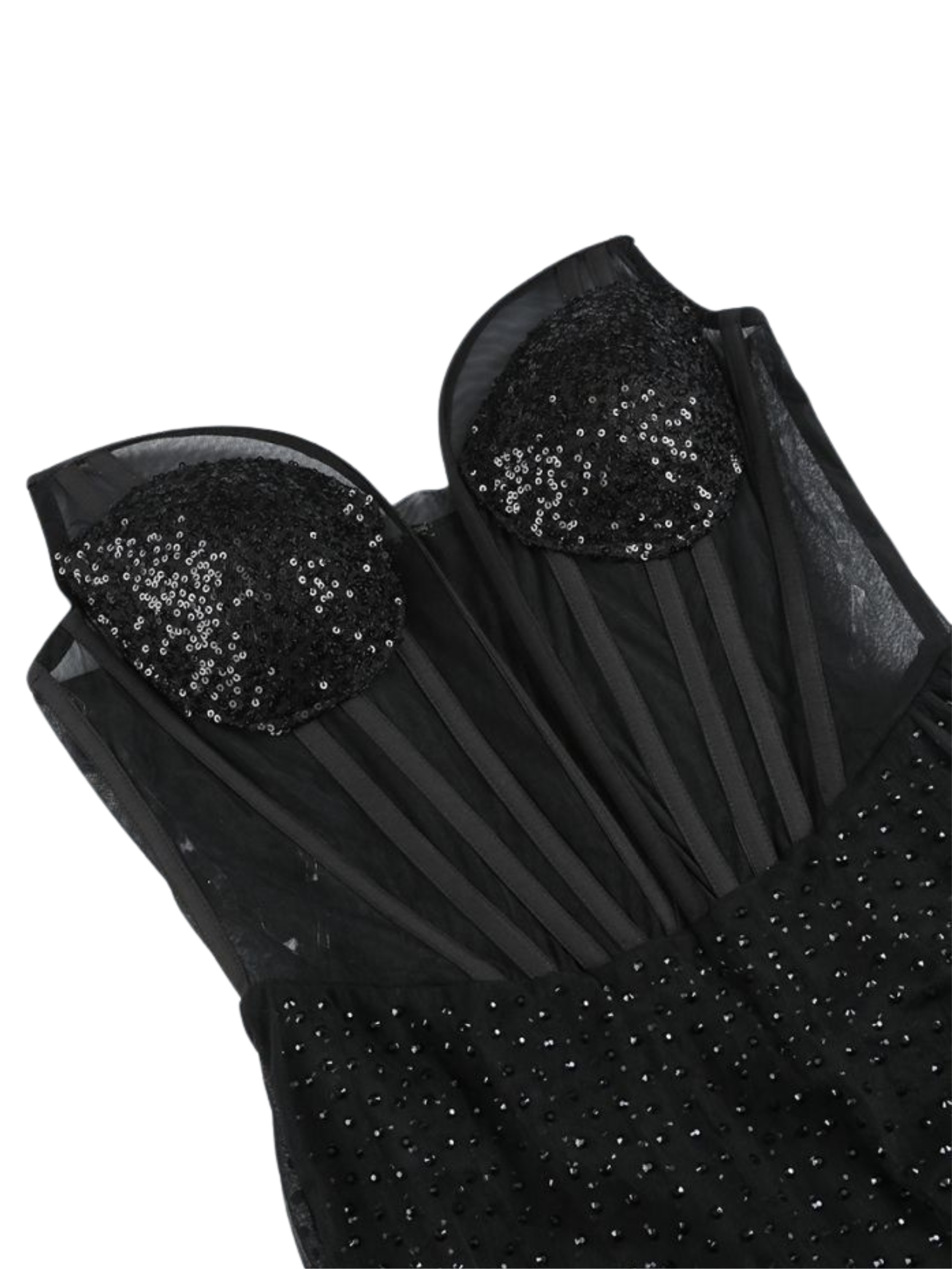 Silvana Mesh Rhinestone Corset Mini Dress