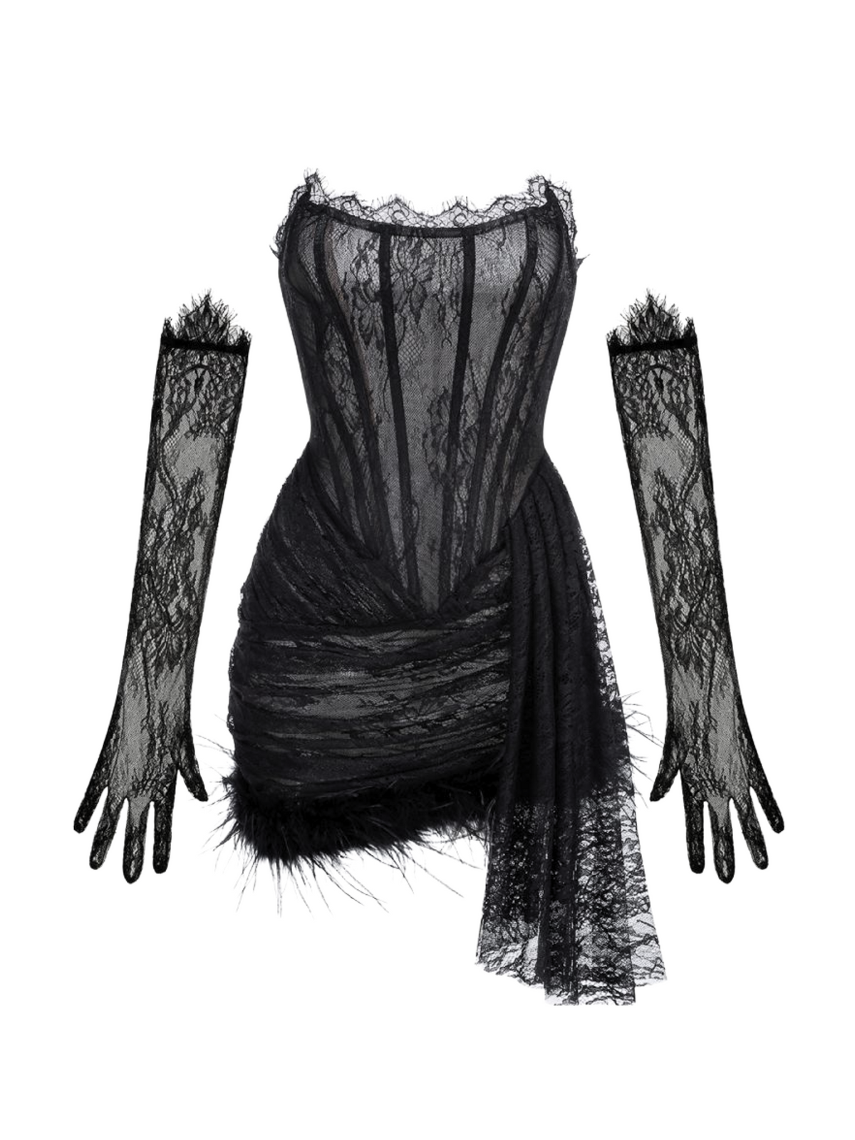 Dasia Lace Mini Dress in Black