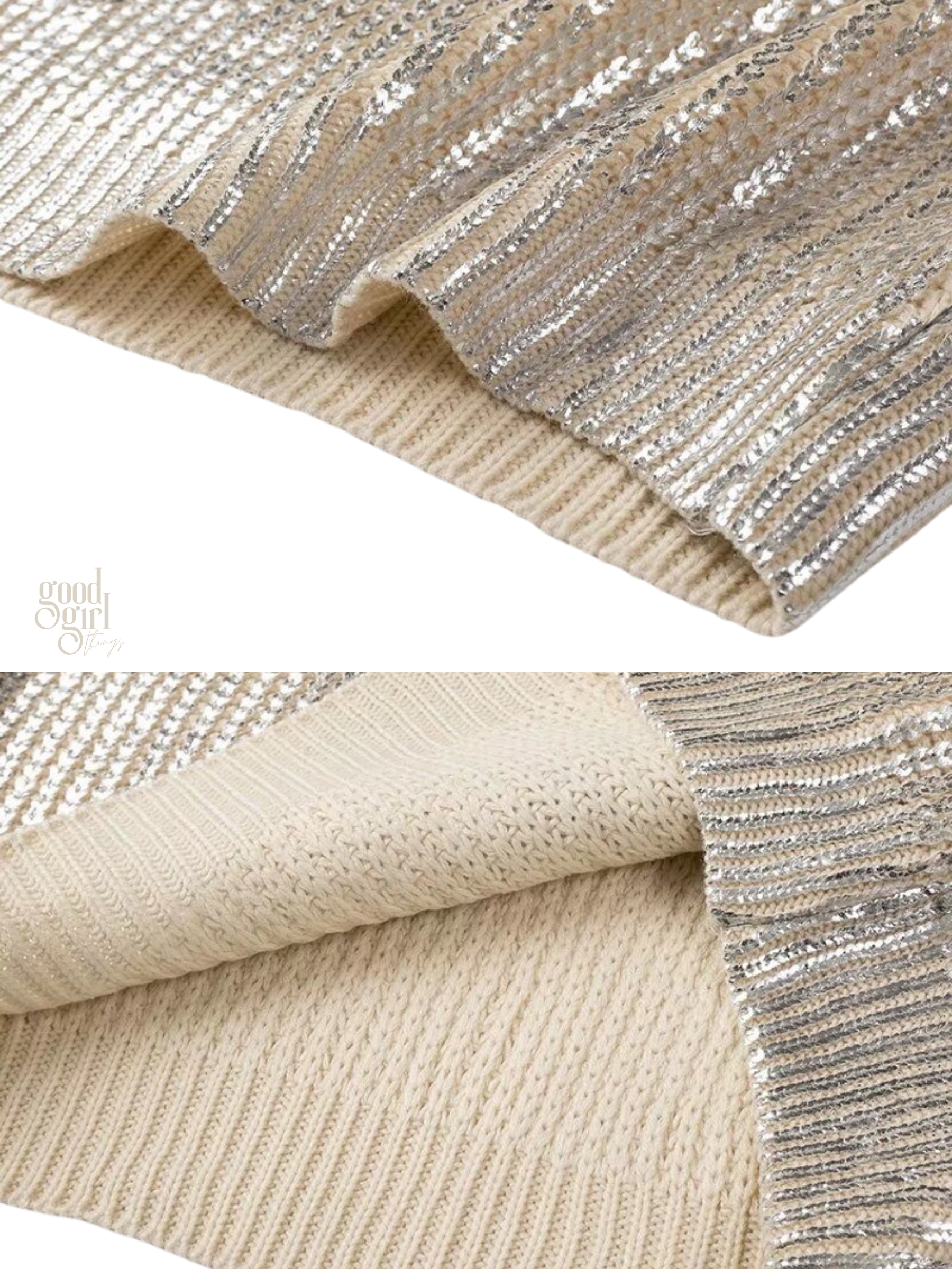 Indya Sequin Metallic Knit Sweater
