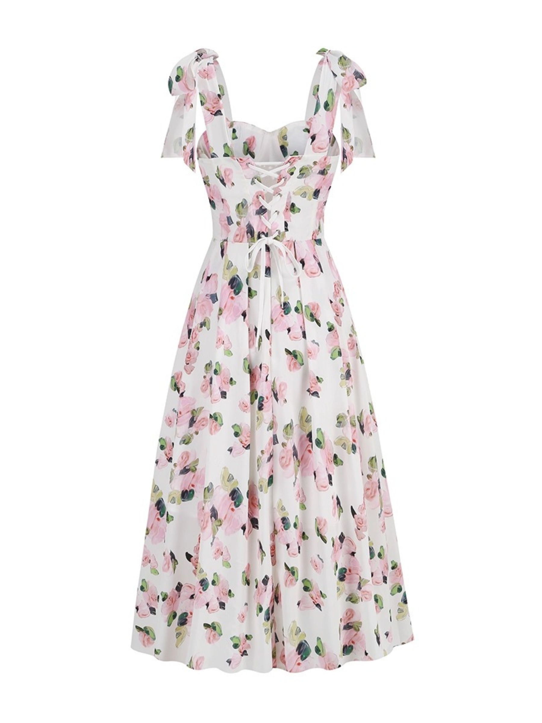 Nina Bow Strap Floral Midi Dress