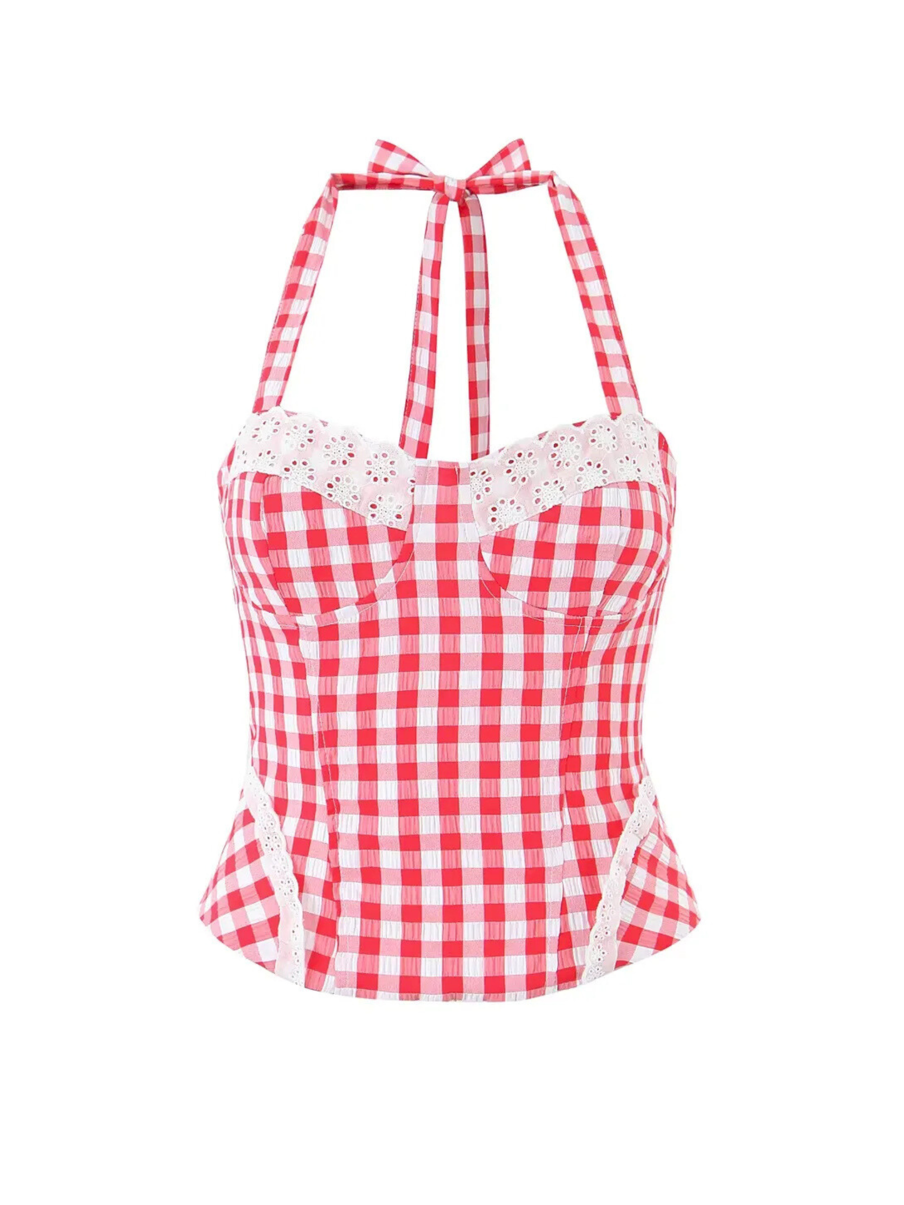 Diem Gingham Corset Top
