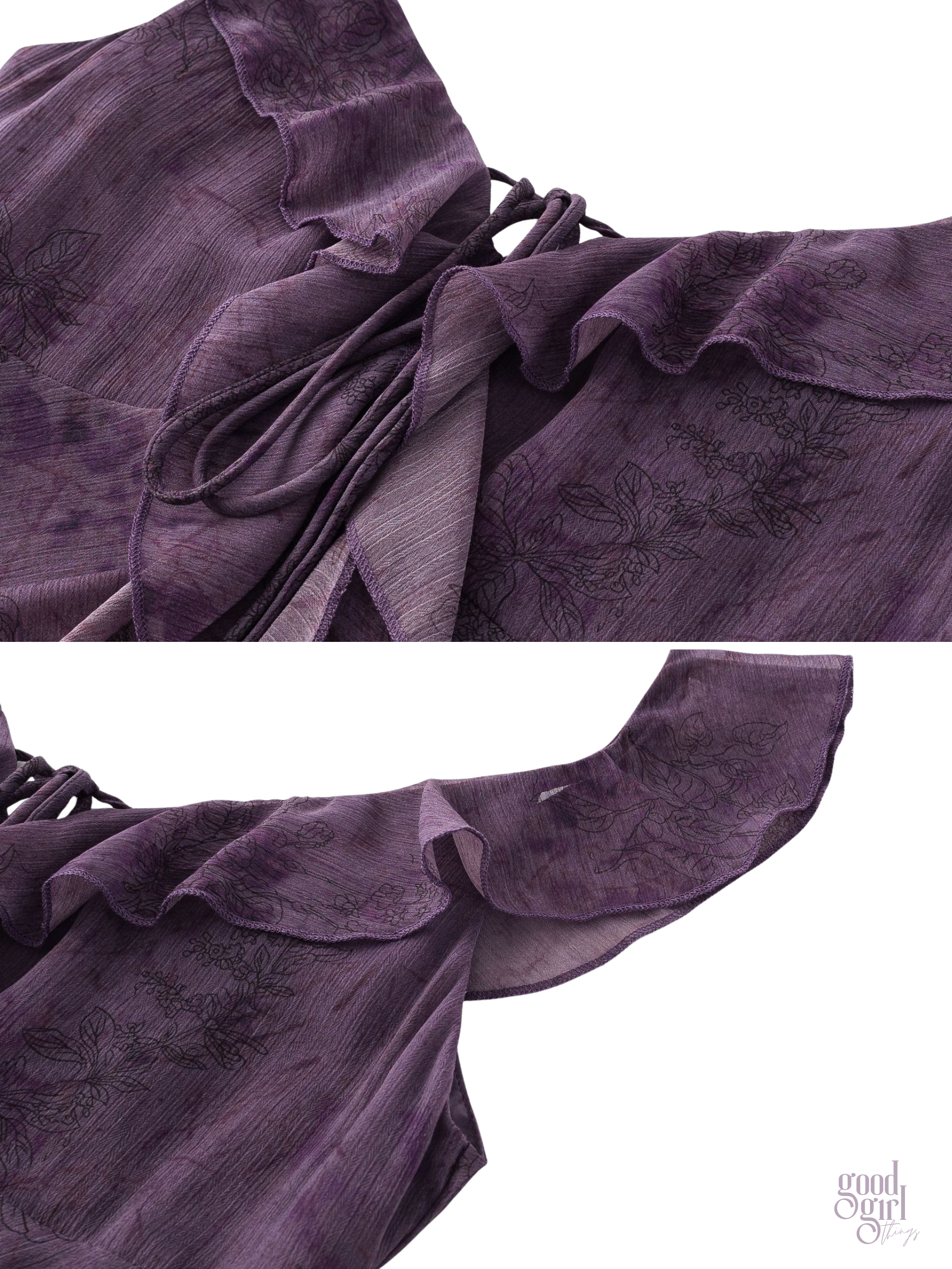 Alina Violet Sheer Ruffle Maxi Dress