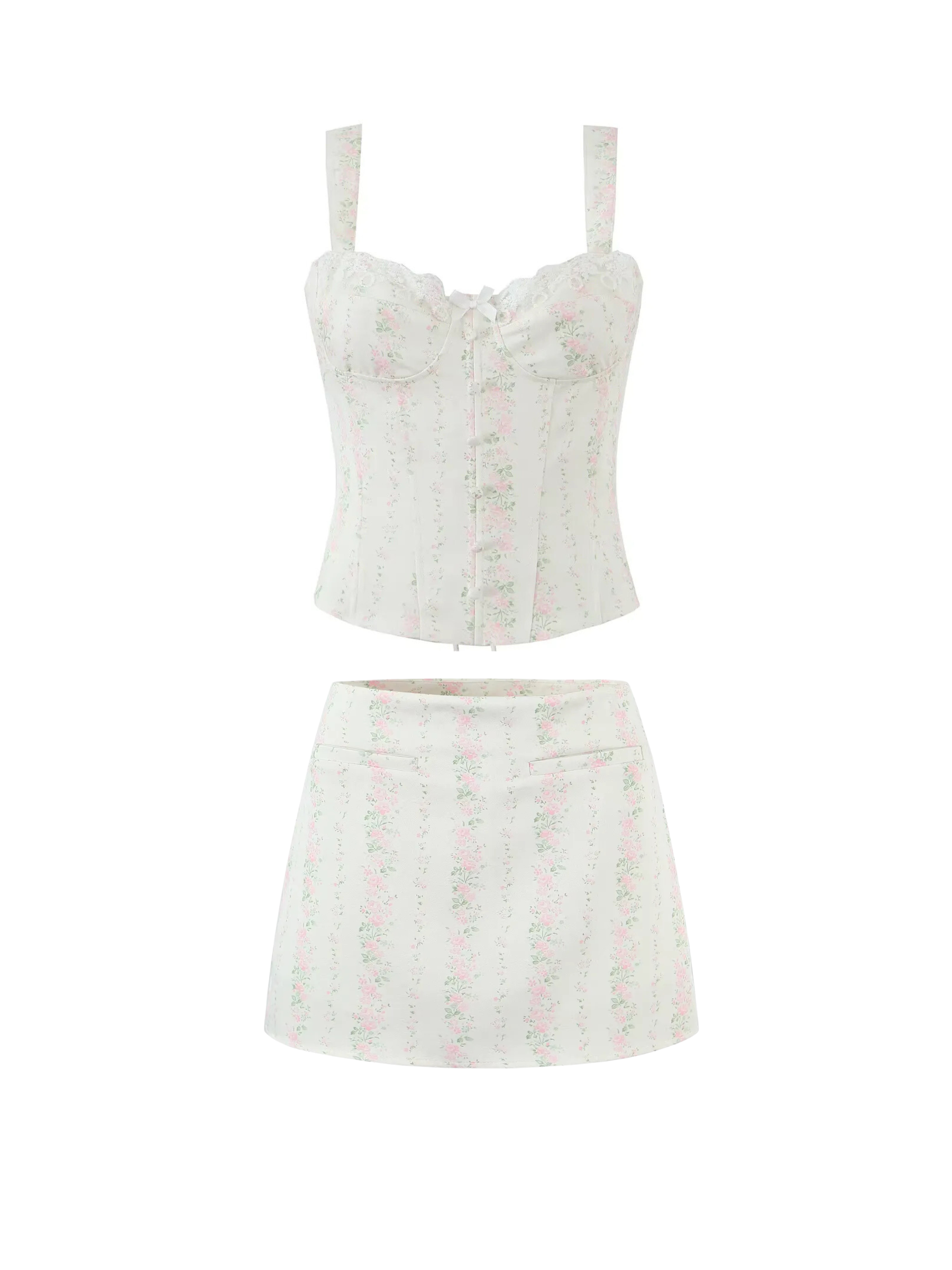 Sonny Floral Corset Top & Mini Skirt Set