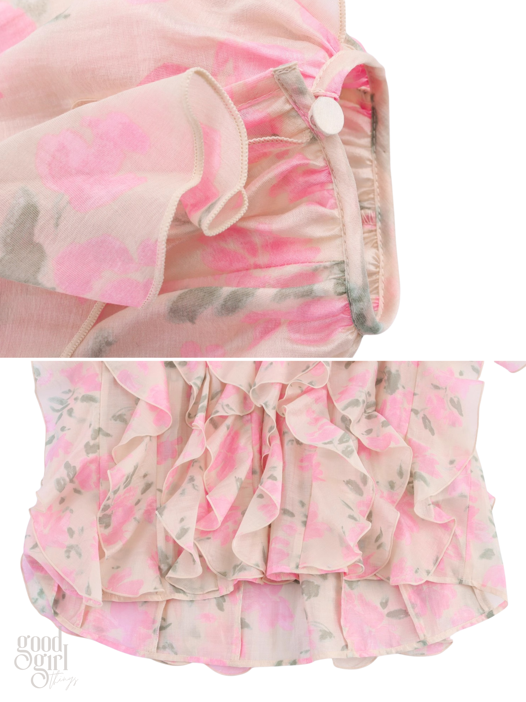 Maddox Floral Ruffle Lace-Up Blouse