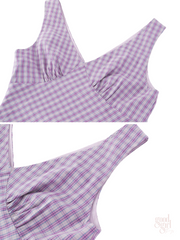 Aseel Gingham Sleeveless Midi Dress
