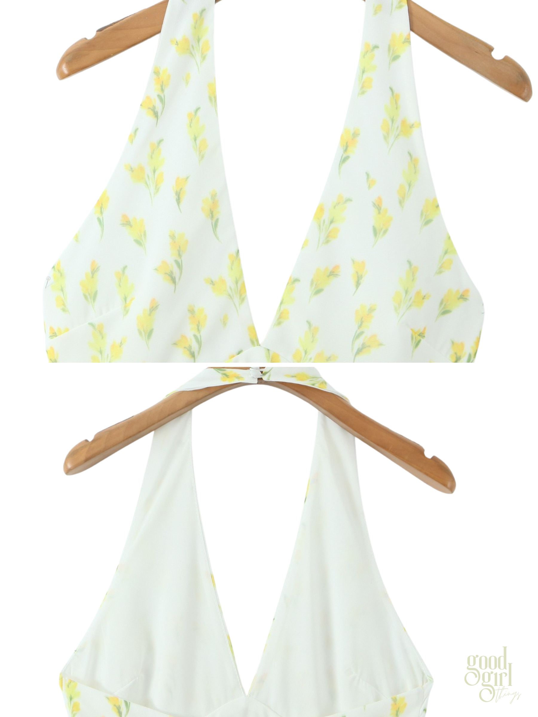 Clara Lemon Floral Halter Mini Dress