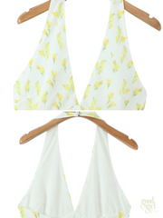 Clara Lemon Floral Halter Mini Dress