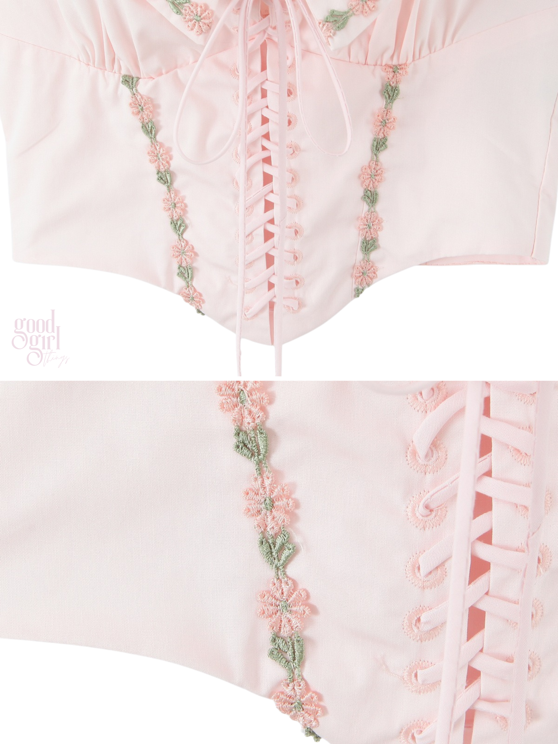 Denisse Floral Lace-Up Corset Top