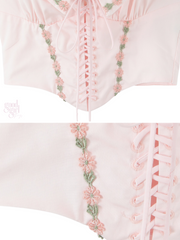 Denisse Floral Lace-Up Corset Top