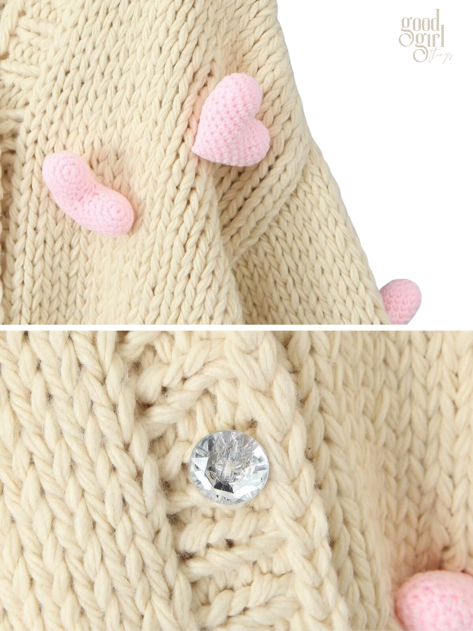 Elena 3D Heart Knit Cardigan