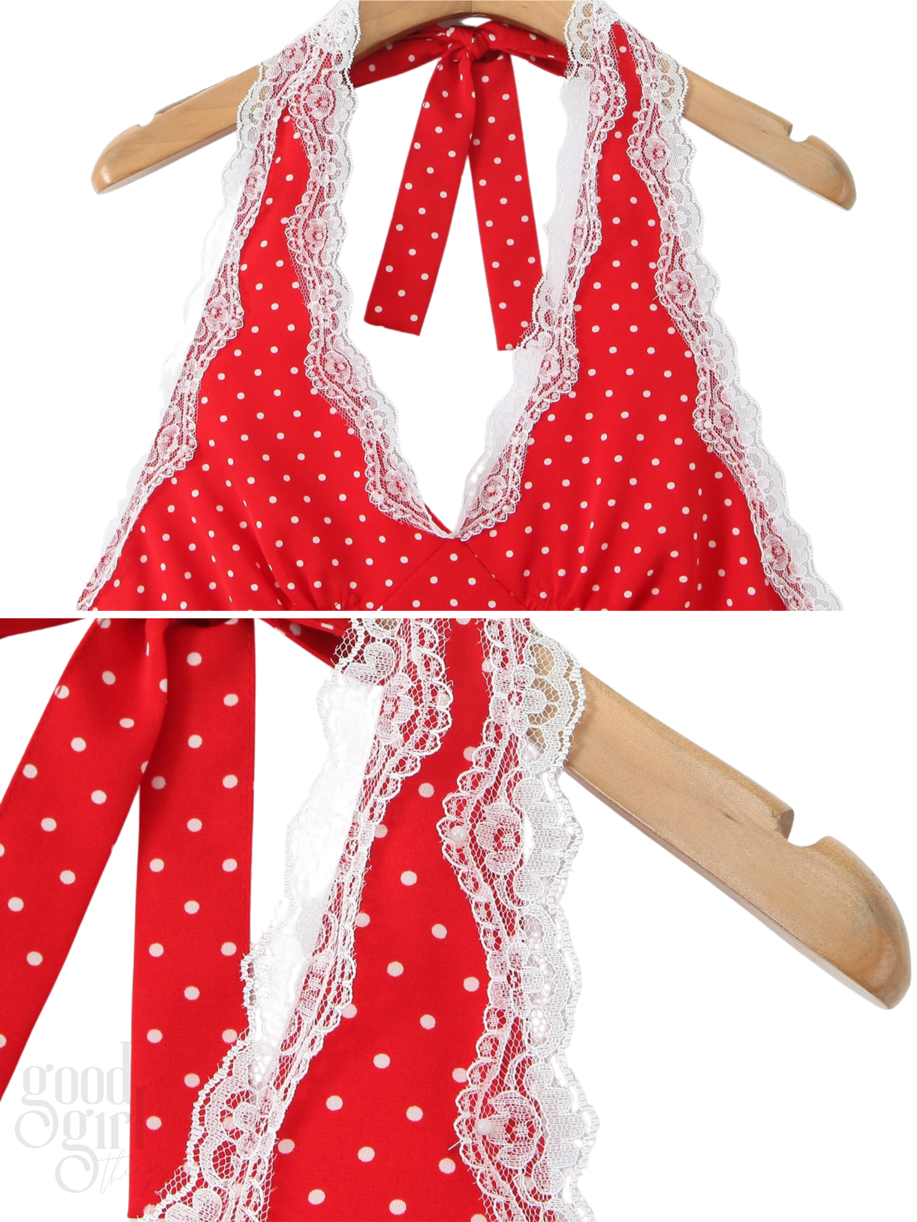 Hudsyn Polka Dot Halter Mini Dress