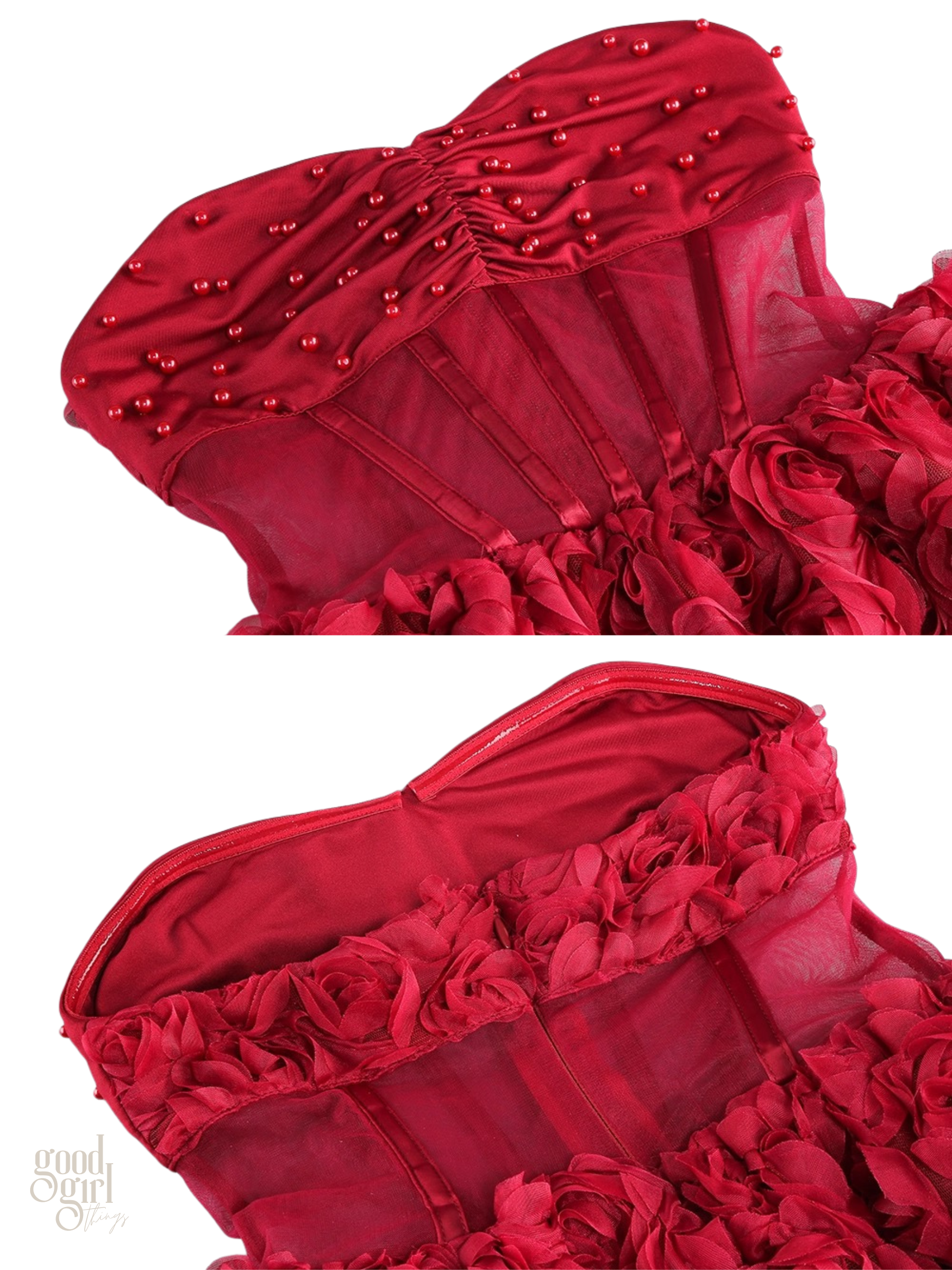 Bliss Rose Bloom Strapless Corset Mini Dress