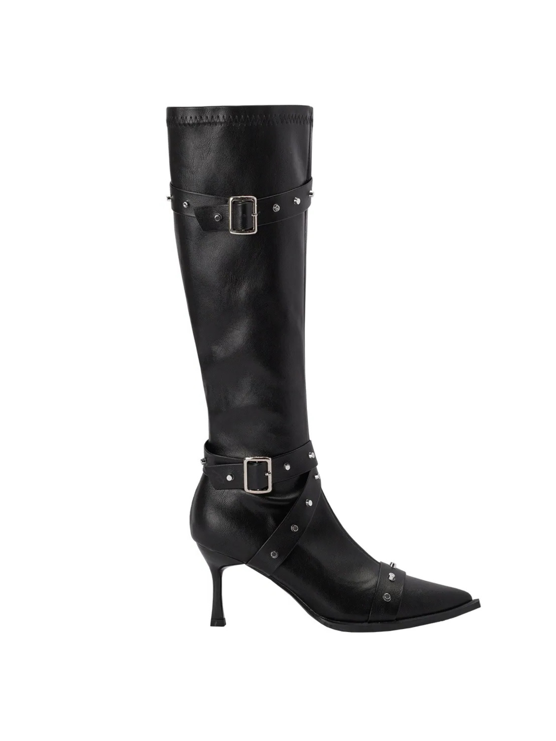 Valeria Buckle Strap Knee-High Boots