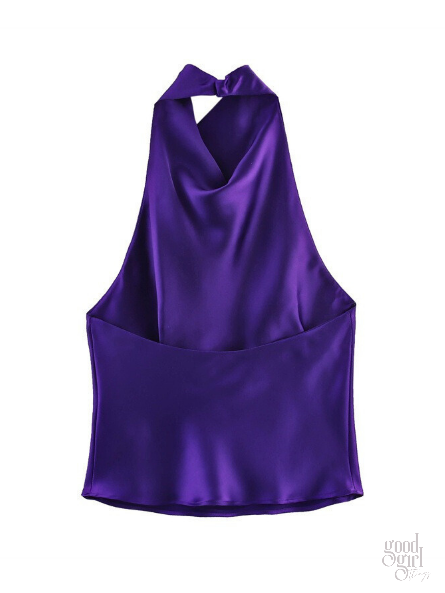 Akila Satin Button-Up Backless Top