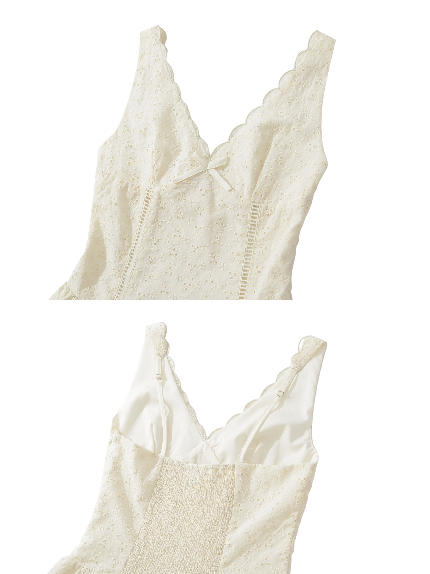 Priscilla Cream Eyelet Mini Dress