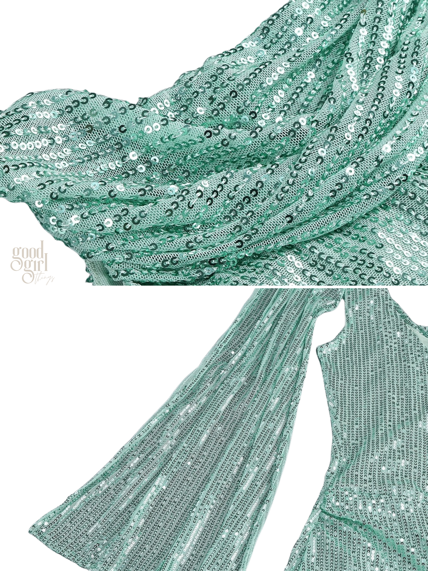 Alina One-Sleeve Sequin Cowl Gown