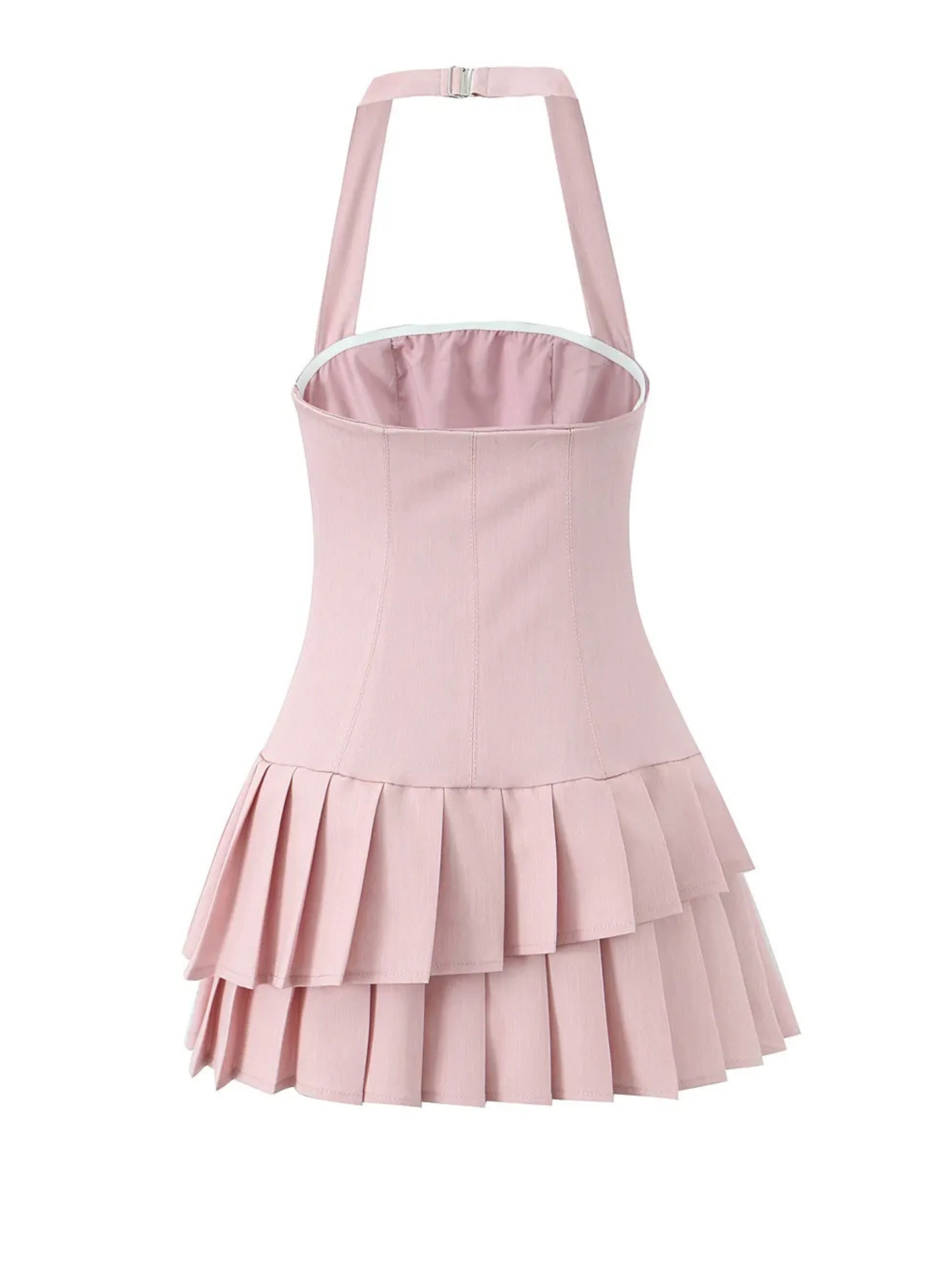 Zaniah Halter Pleated Mini Dress