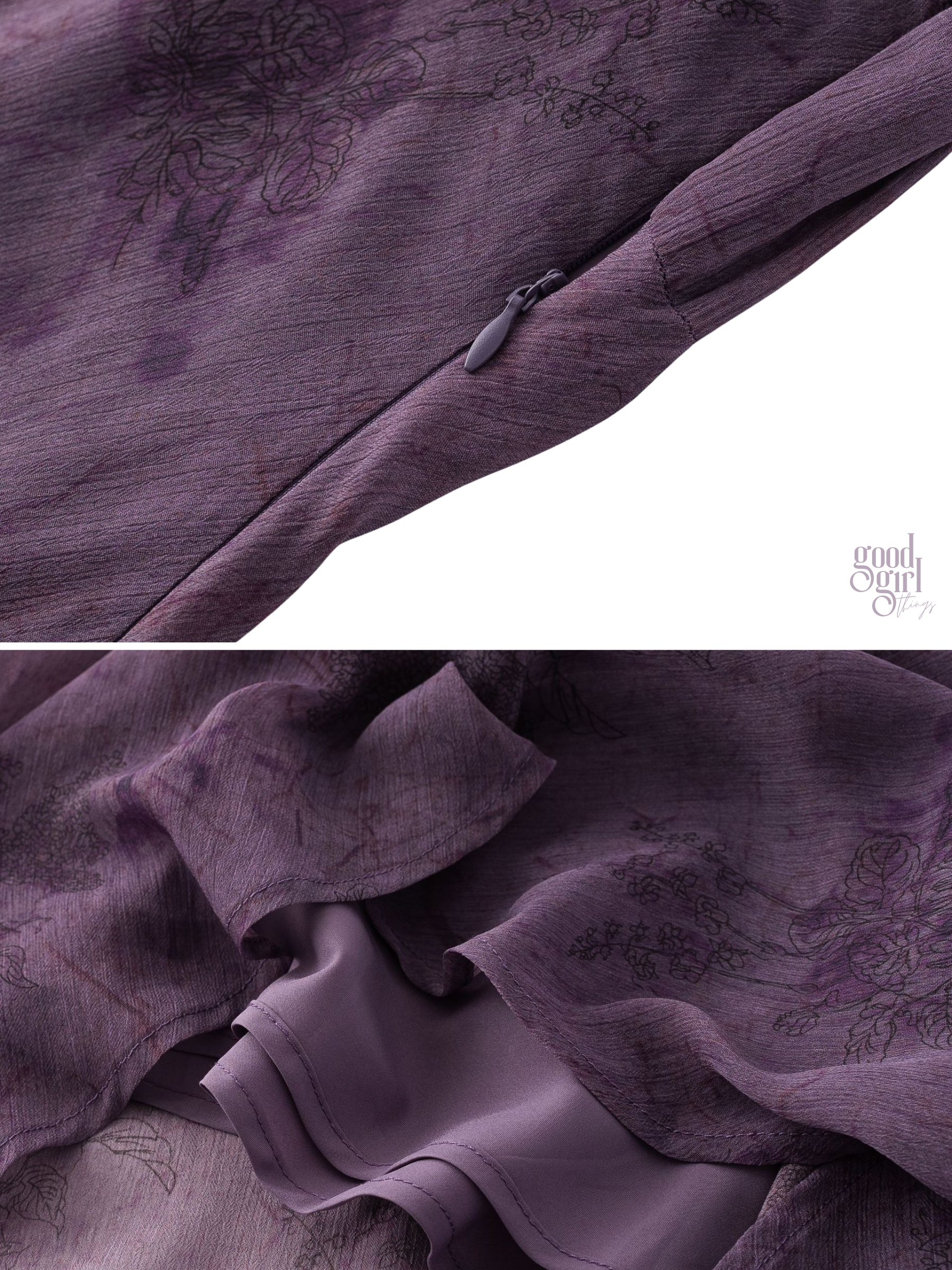 Alina Violet Sheer Ruffle Maxi Dress