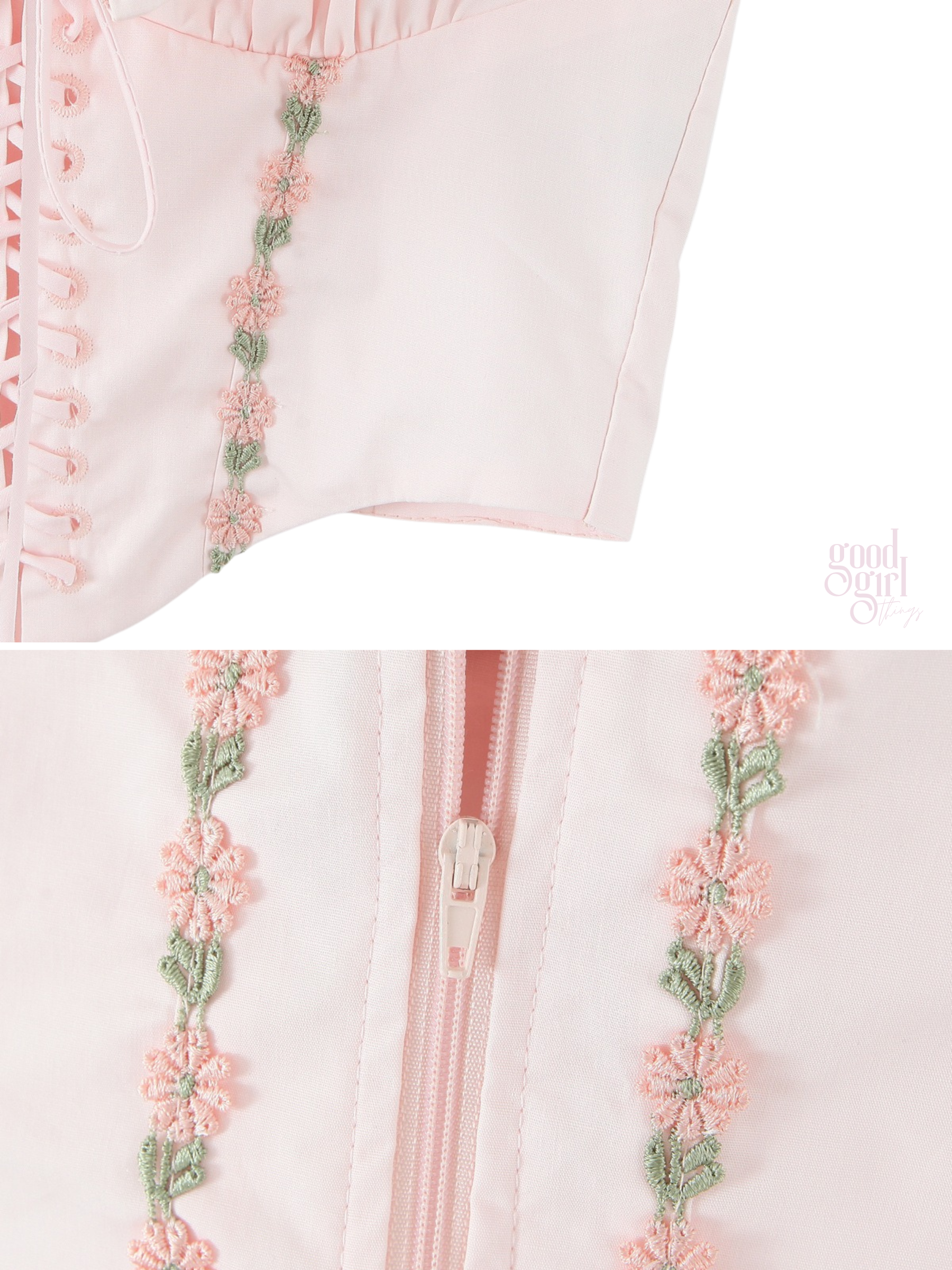 Denisse Floral Lace-Up Corset Top