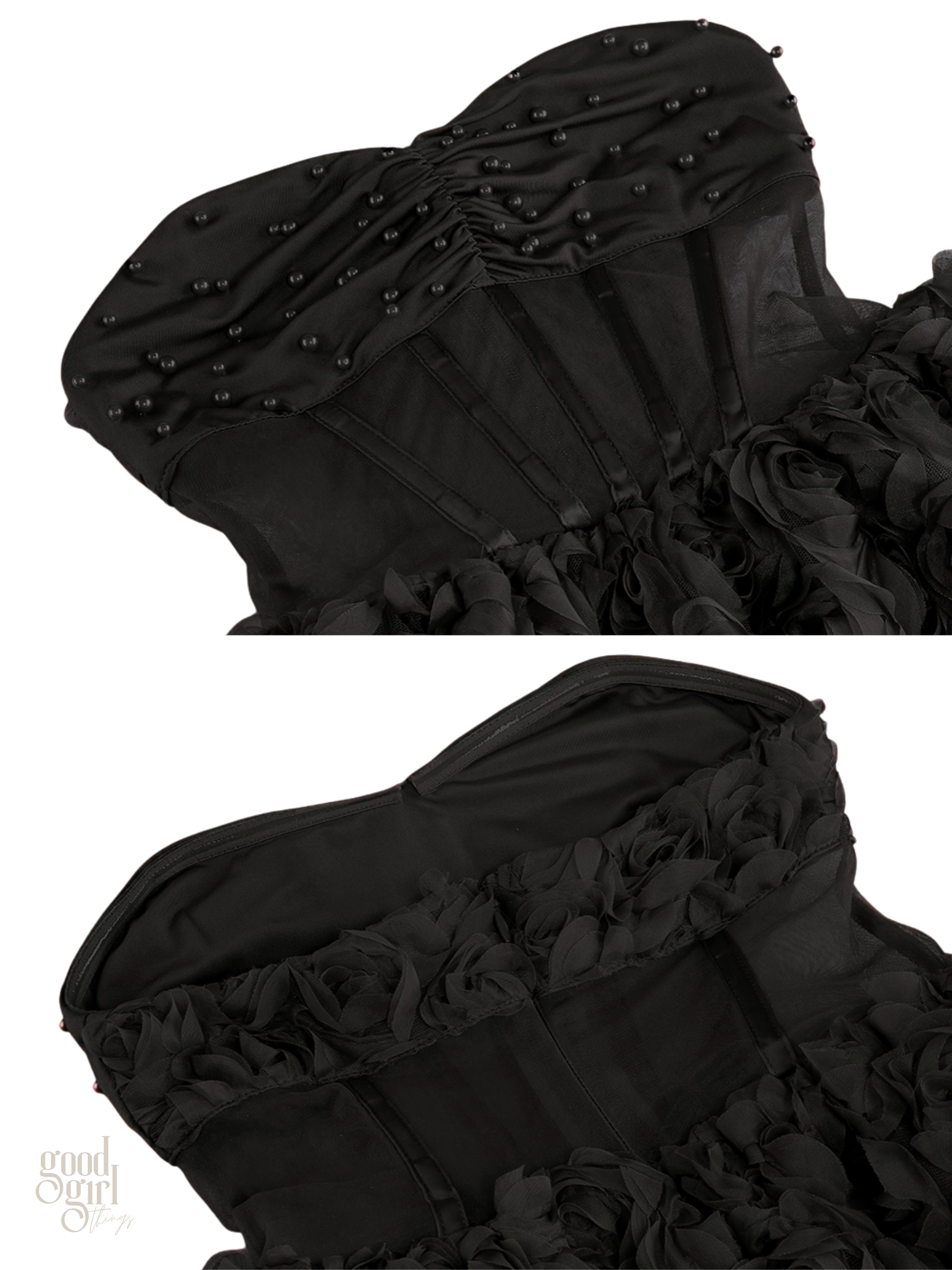Bliss Rose Bloom Strapless Corset Mini Dress