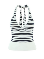 Brie Striped Knit Tie-Back Crop Top