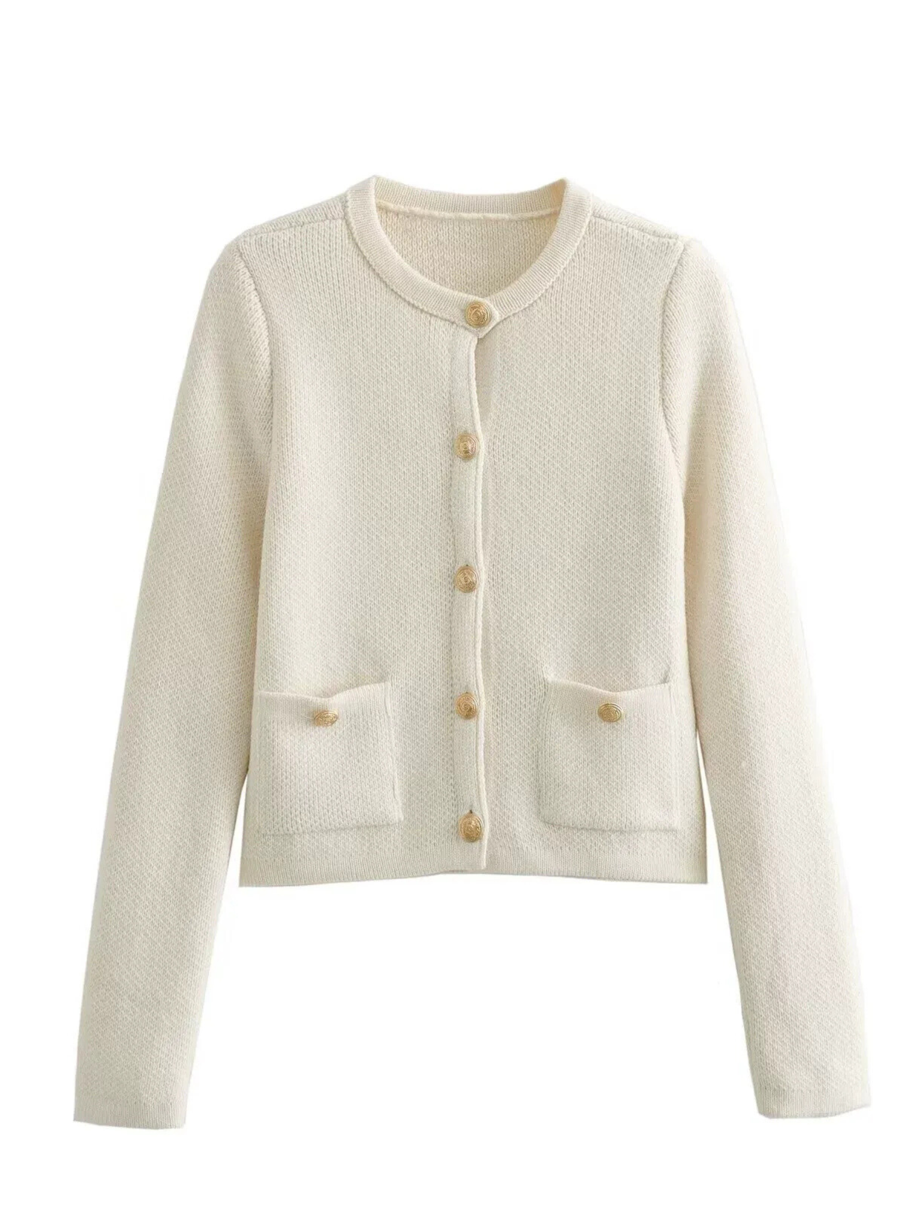 Jemma Button-Front Knit Cardigan Jacket