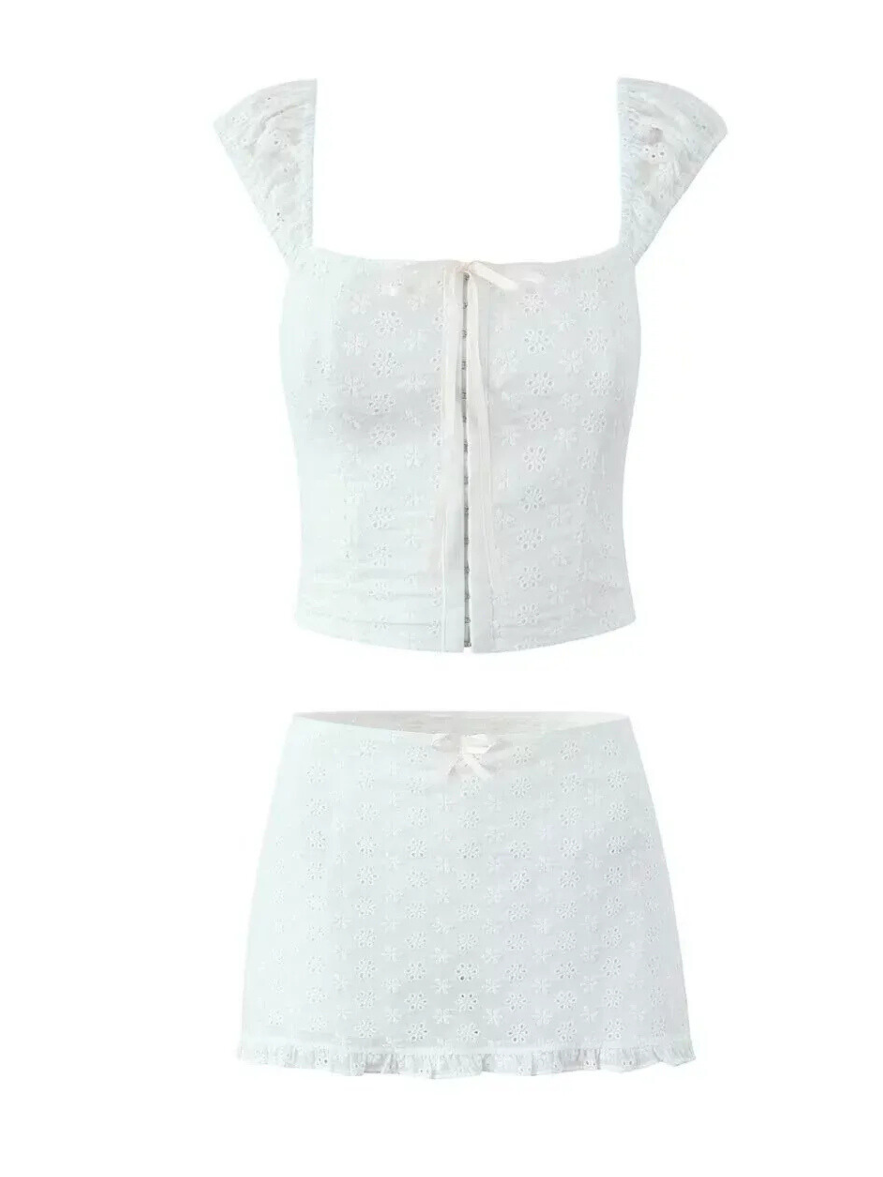 Kelsea Embroidered Lace Skirt Set