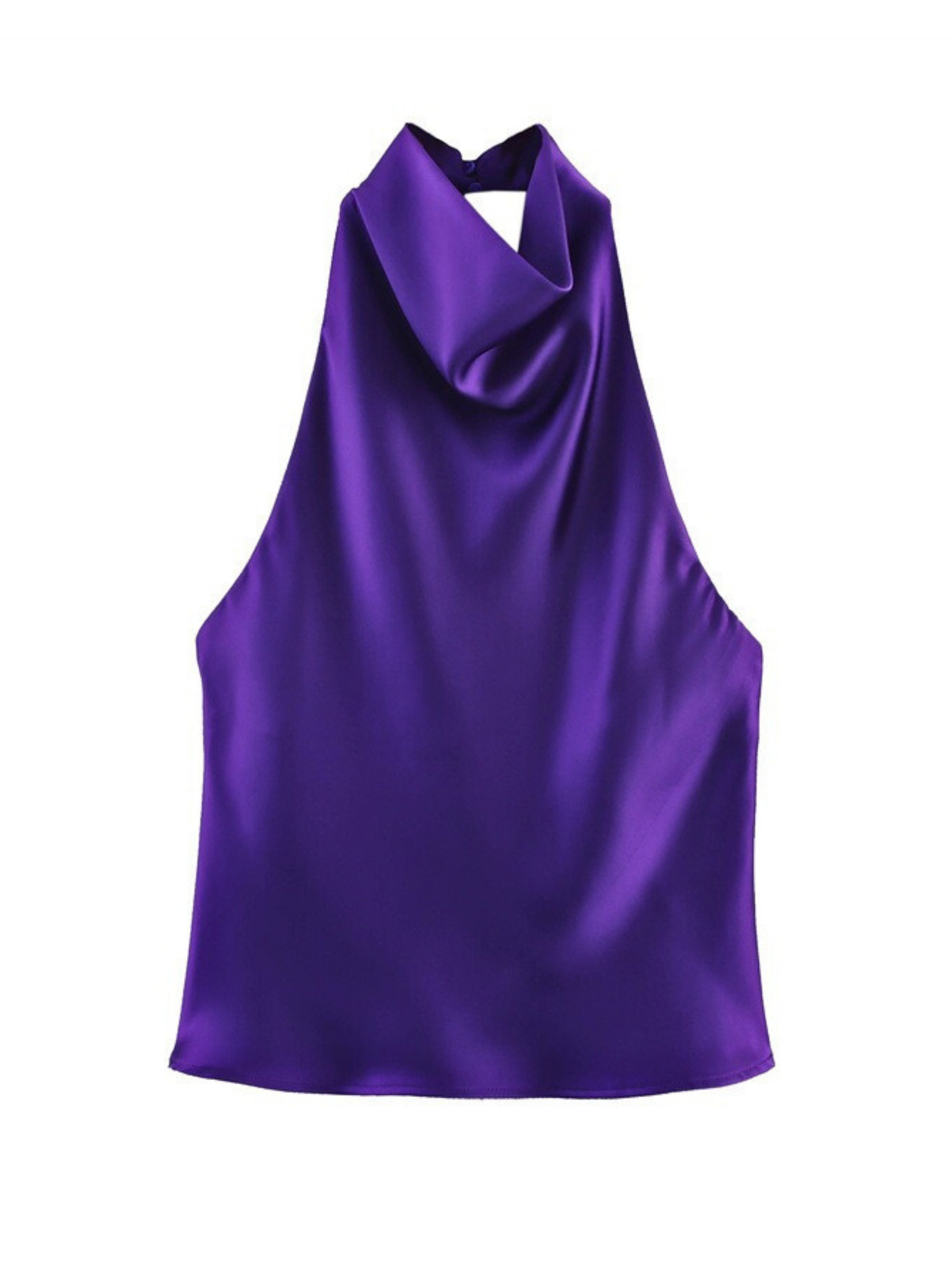 Akila Satin Button-Up Backless Top