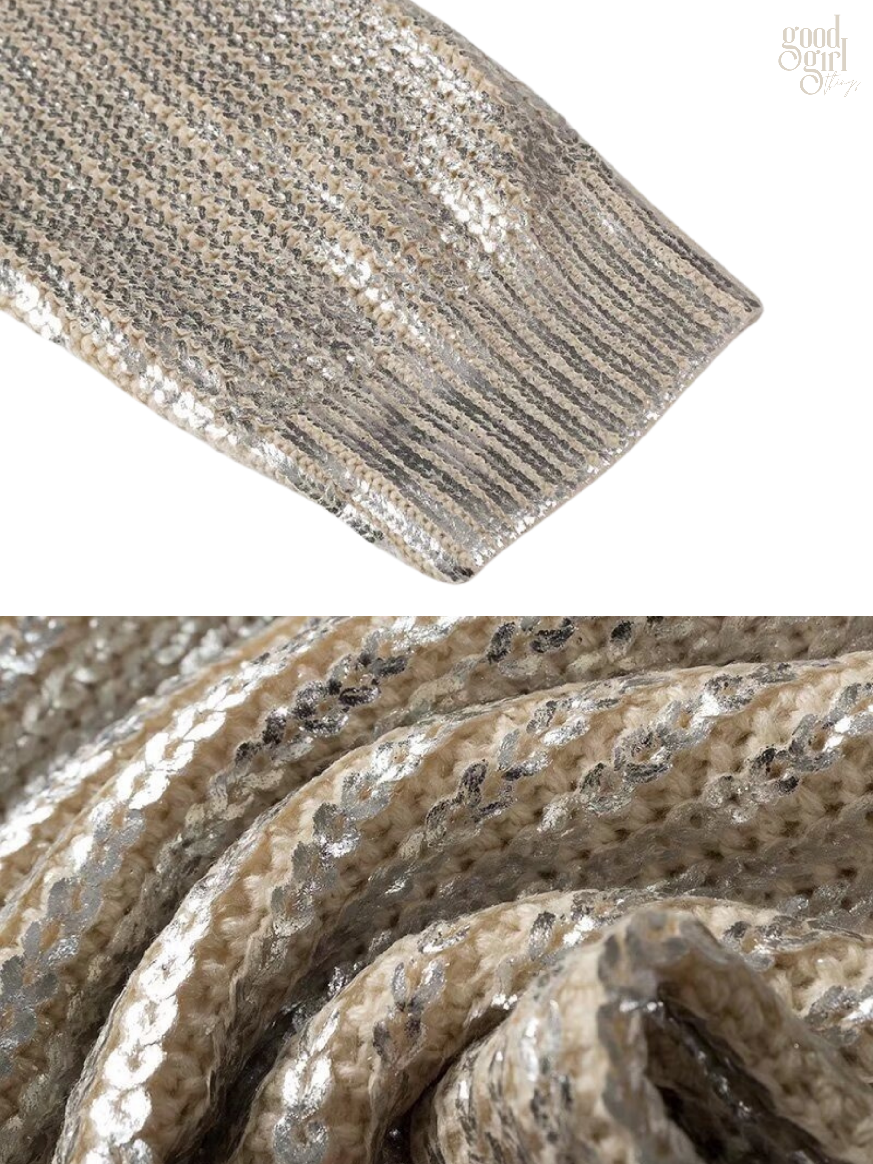 Indya Sequin Metallic Knit Sweater