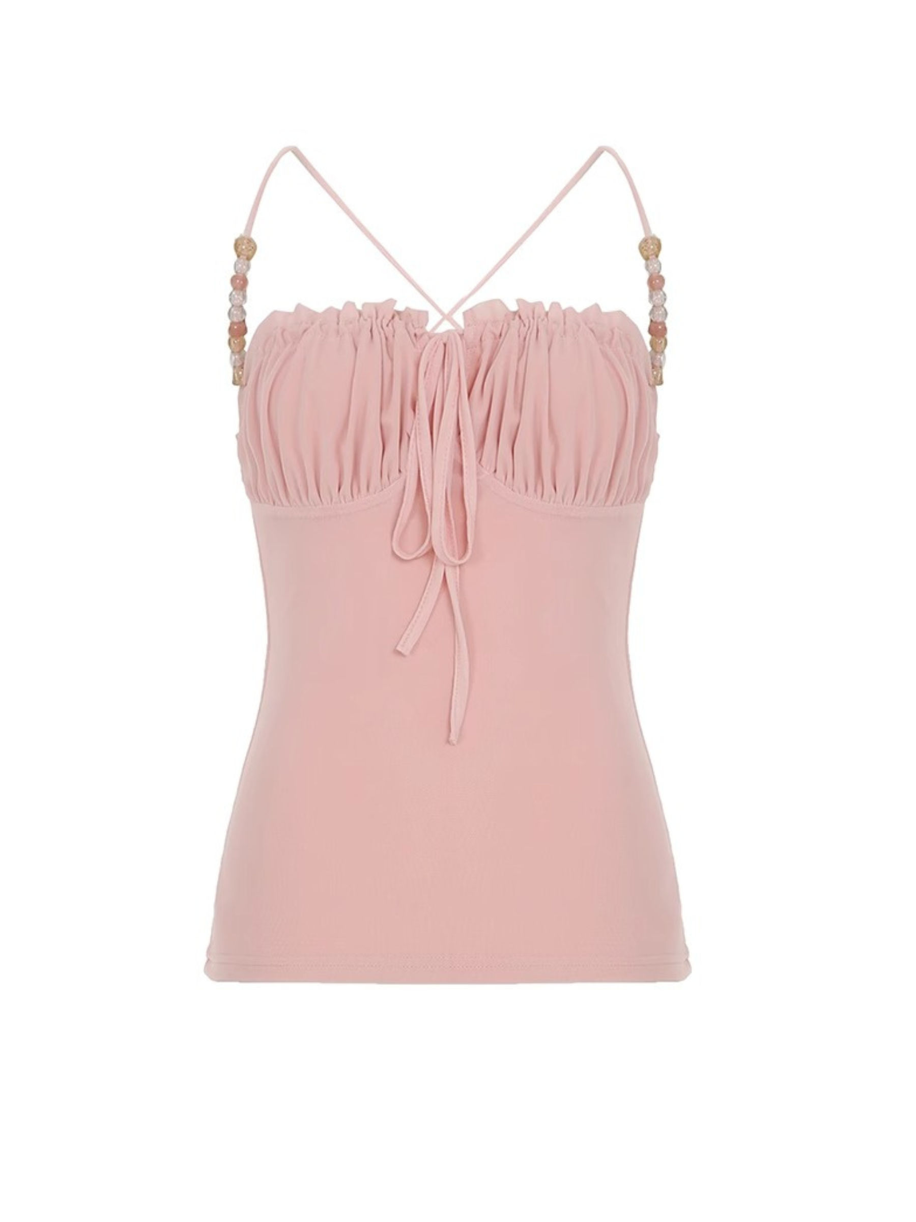 Elivia Beaded Strap Ruched Top
