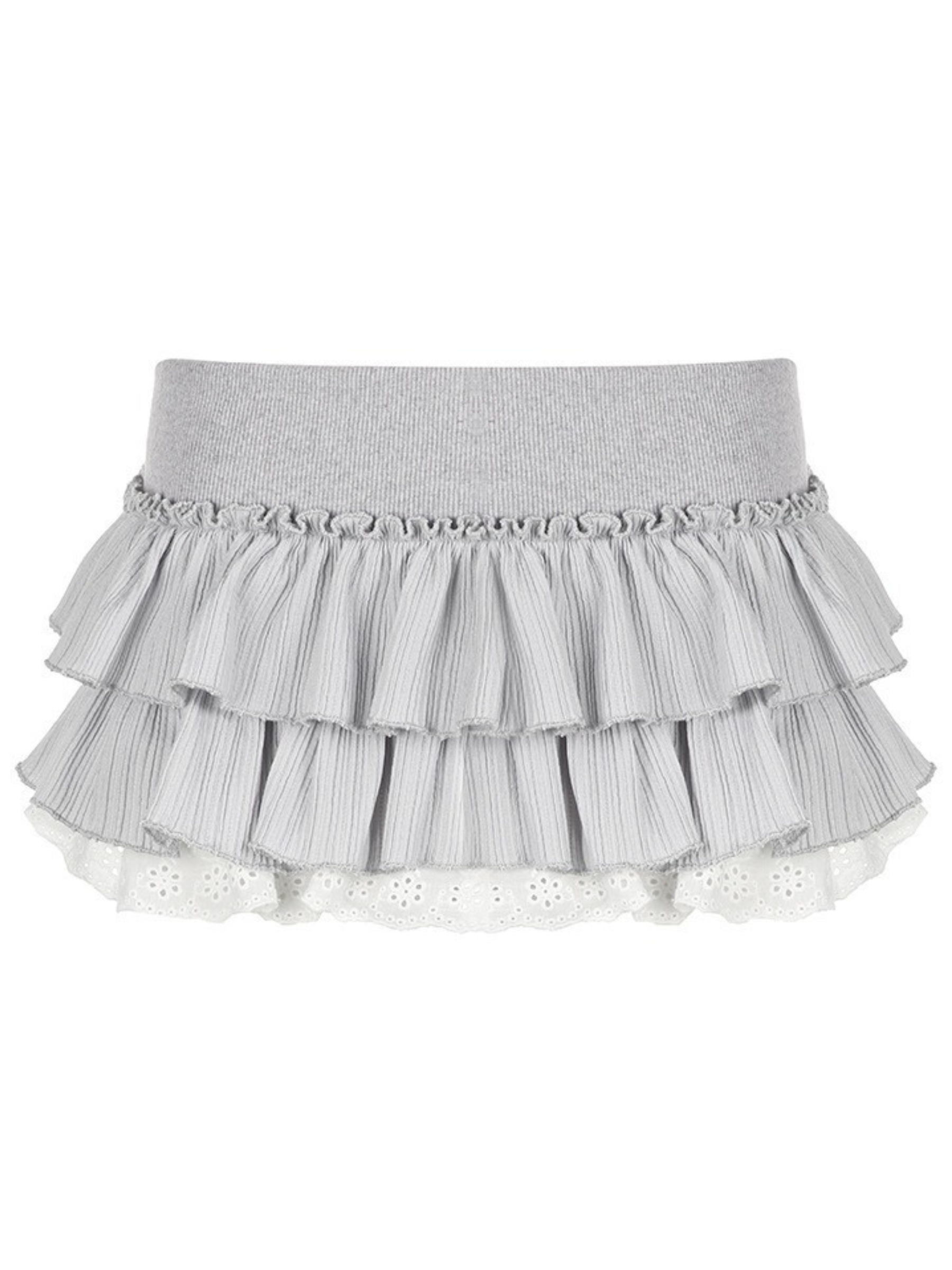 Natasha Tiered Lace Detail Mini Skirt