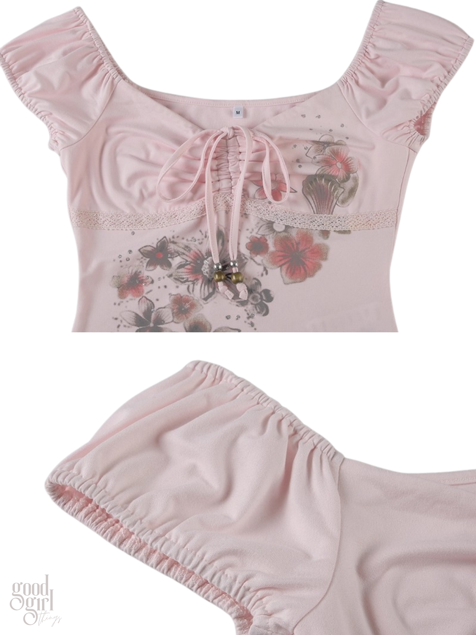 Areya Floral Lace-Up Top
