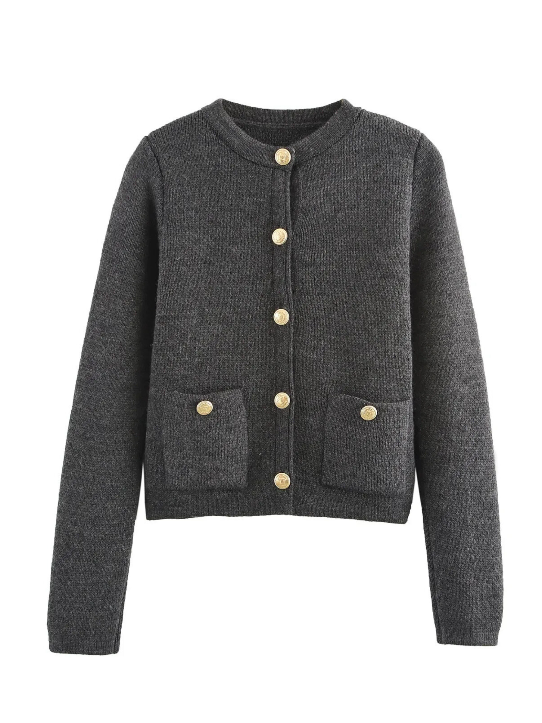 Jemma Button-Front Knit Cardigan Jacket