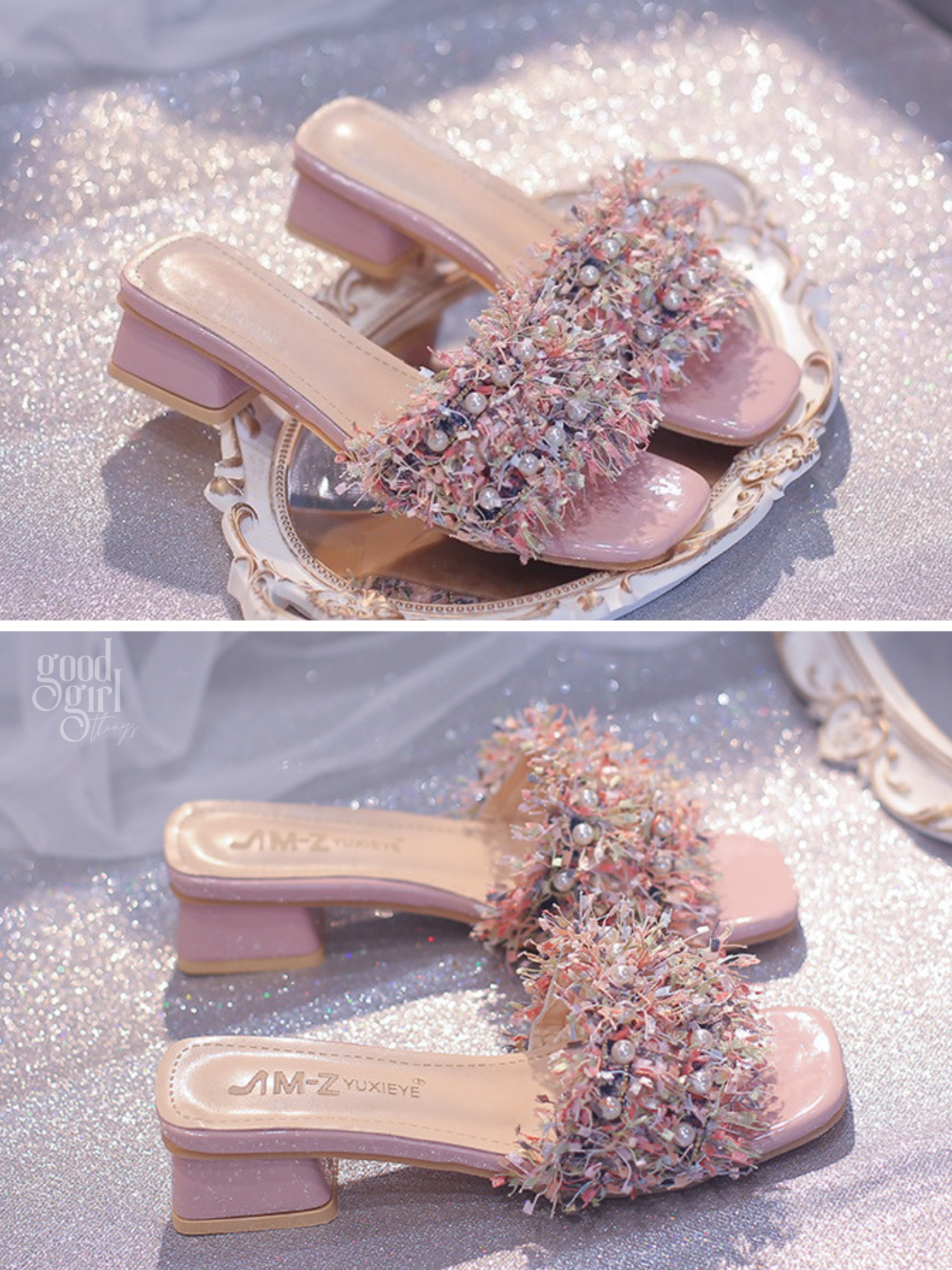Alisson Pearl Embellished Mules