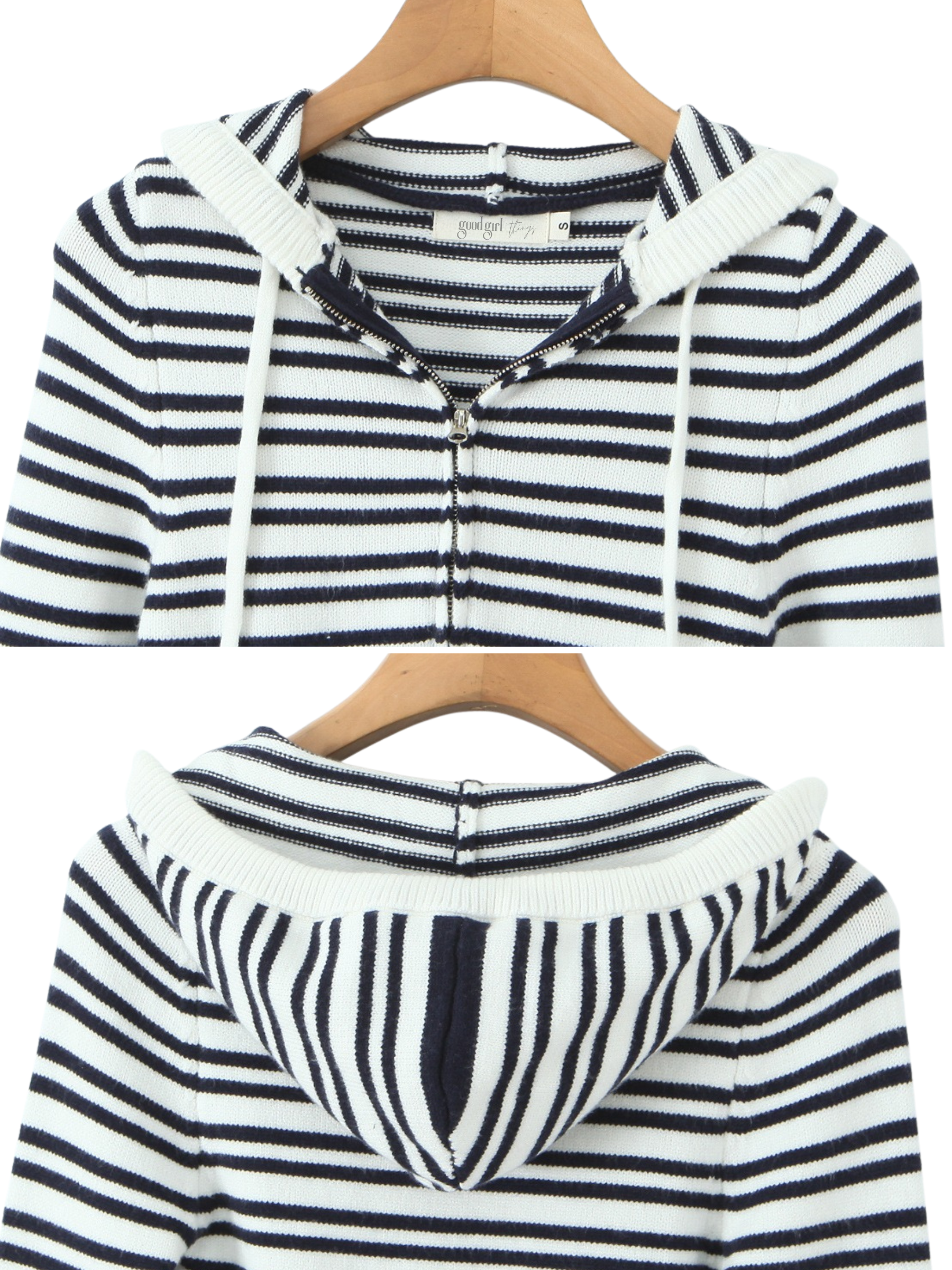 Brie Striped Knit Crop Hoodie