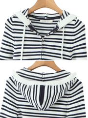 Brie Striped Knit Crop Hoodie