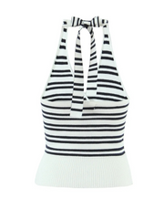 Brie Striped Knit Tie-Back Crop Top