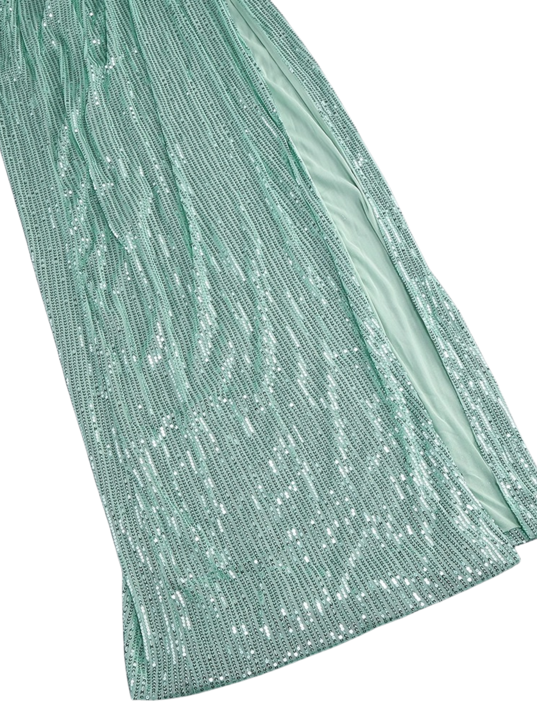 Alina One-Sleeve Sequin Cowl Gown