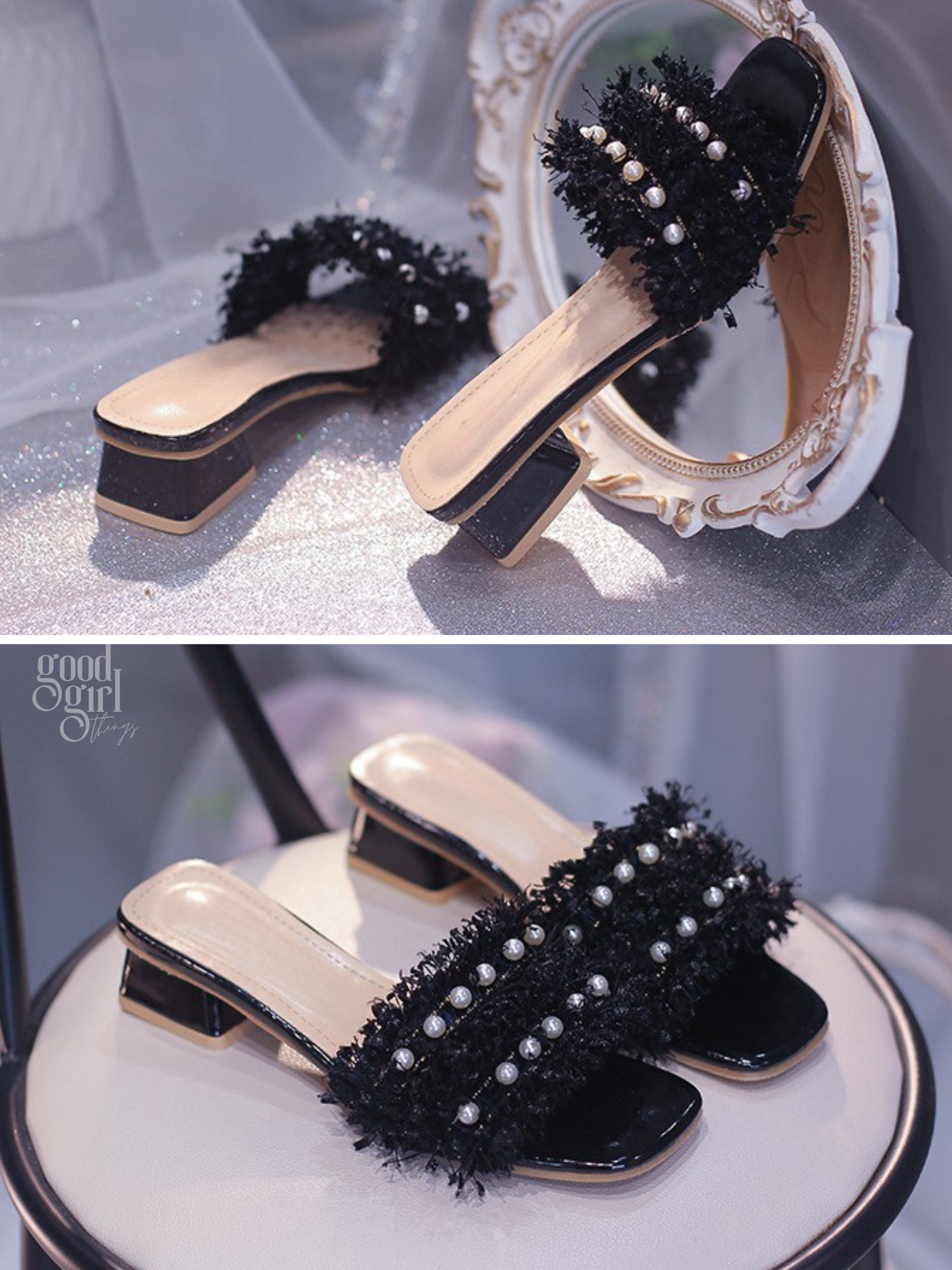 Alisson Pearl Embellished Mules