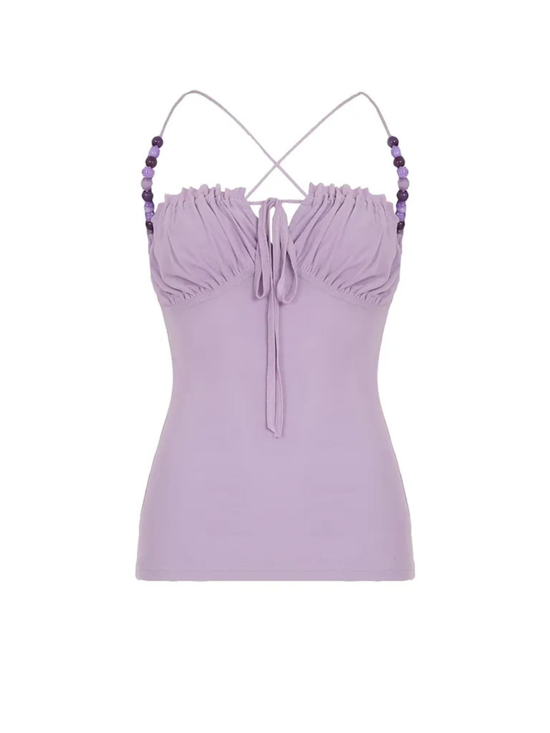 Elivia Beaded Strap Ruched Top