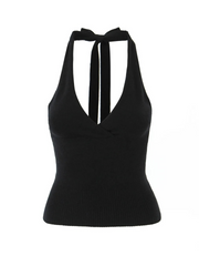 Brie Striped Knit Tie-Back Crop Top