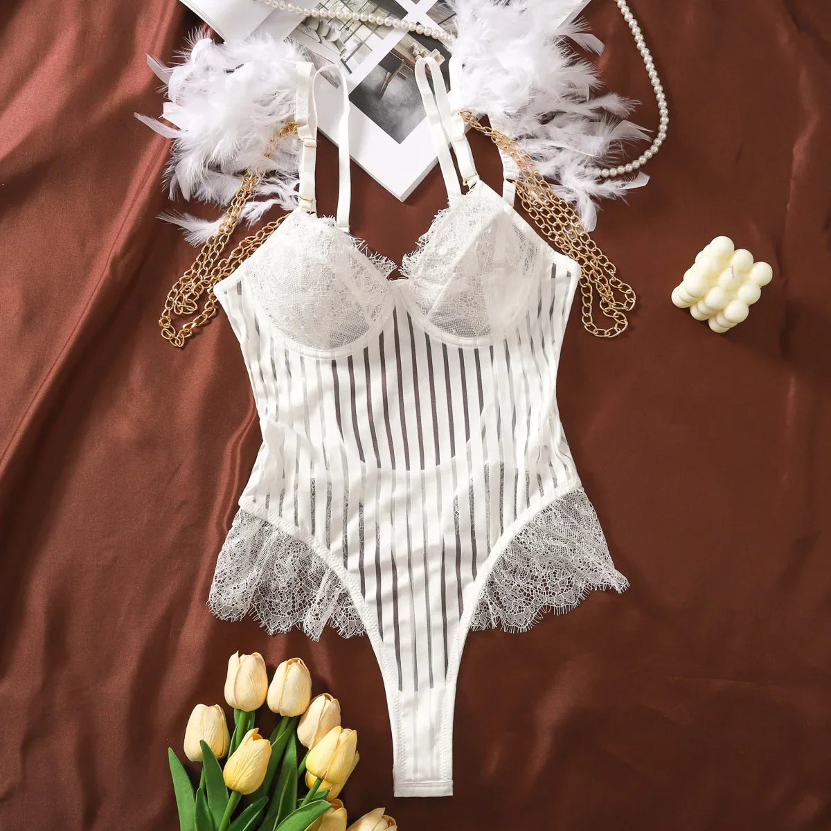 Bilizna Outfit Pajamas Set Garter Fancy Underwear Sekca Ensemble Lingeries Femmes Bra & Corset Vs