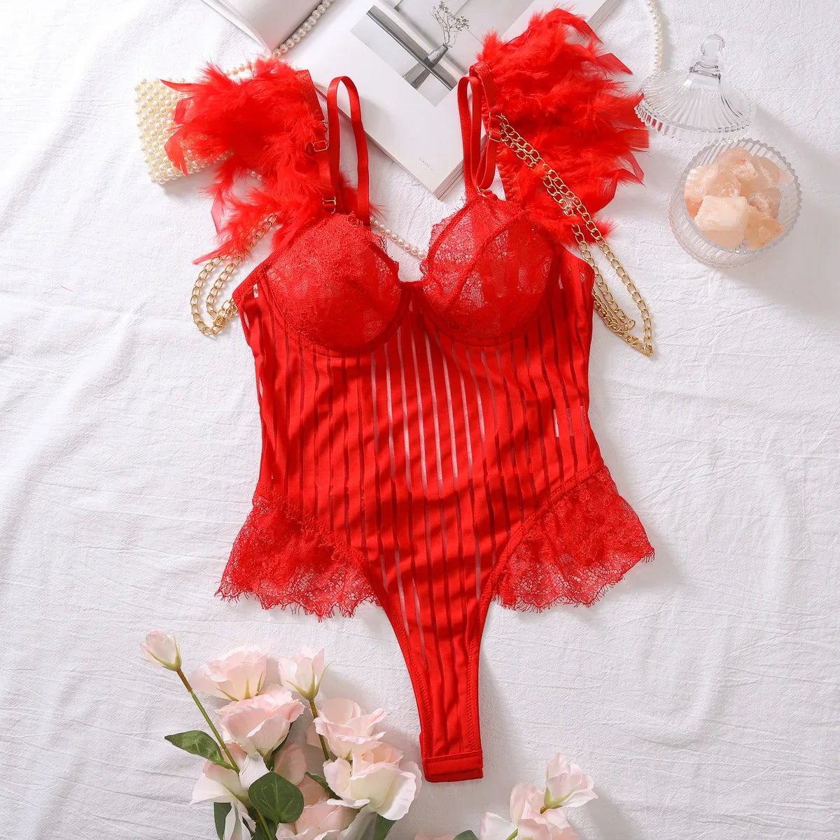 Bilizna Outfit Pajamas Set Garter Fancy Underwear Sekca Ensemble Lingeries Femmes Bra & Corset Vs