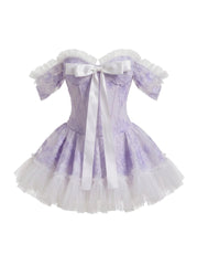 Bow Detail Tiered Skirt Set - Light Blue