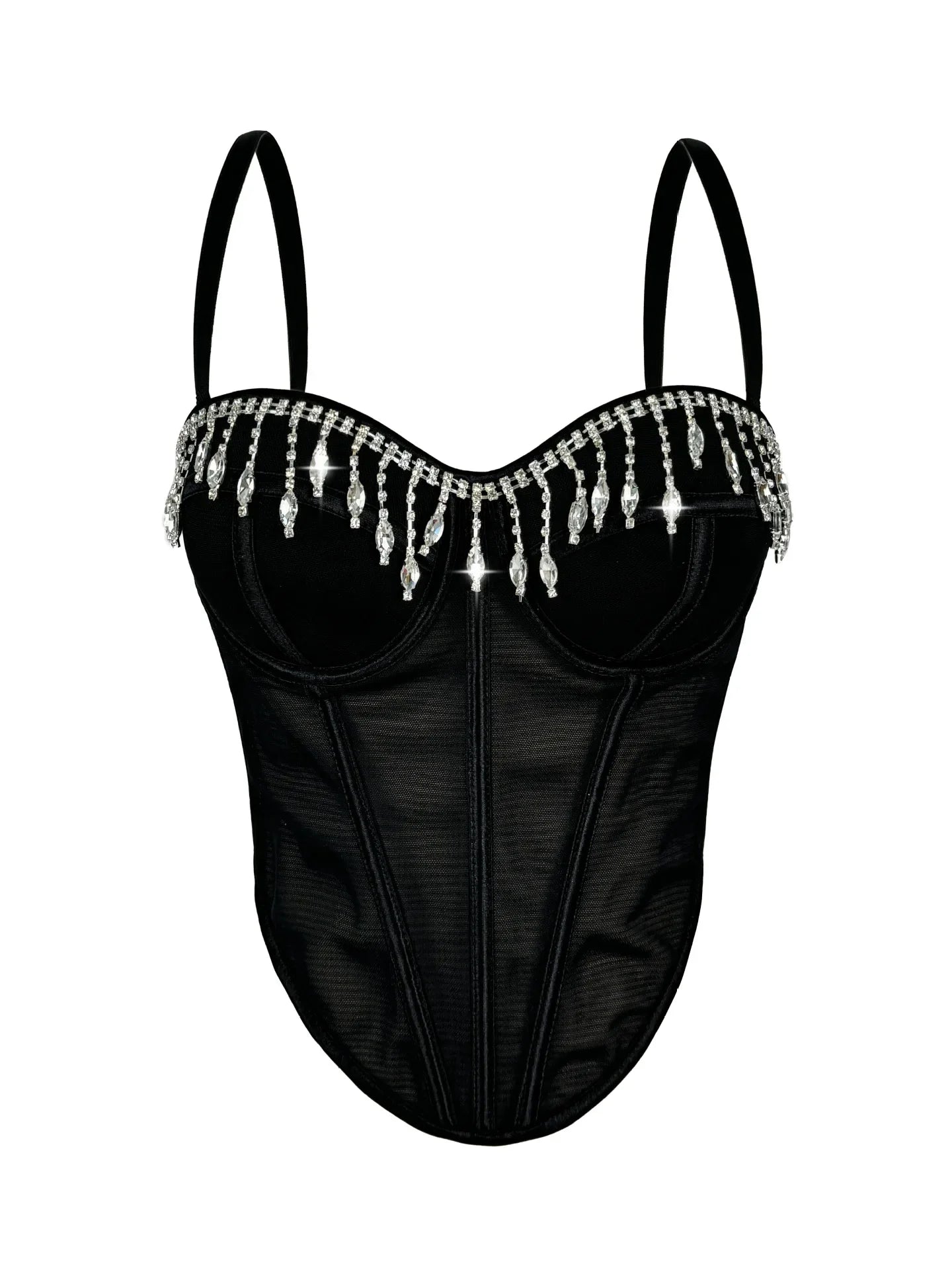Corset Tank Tops Bra Bling Diamond Rhinestone Y2k Top Shirtssweet Party Camis Club