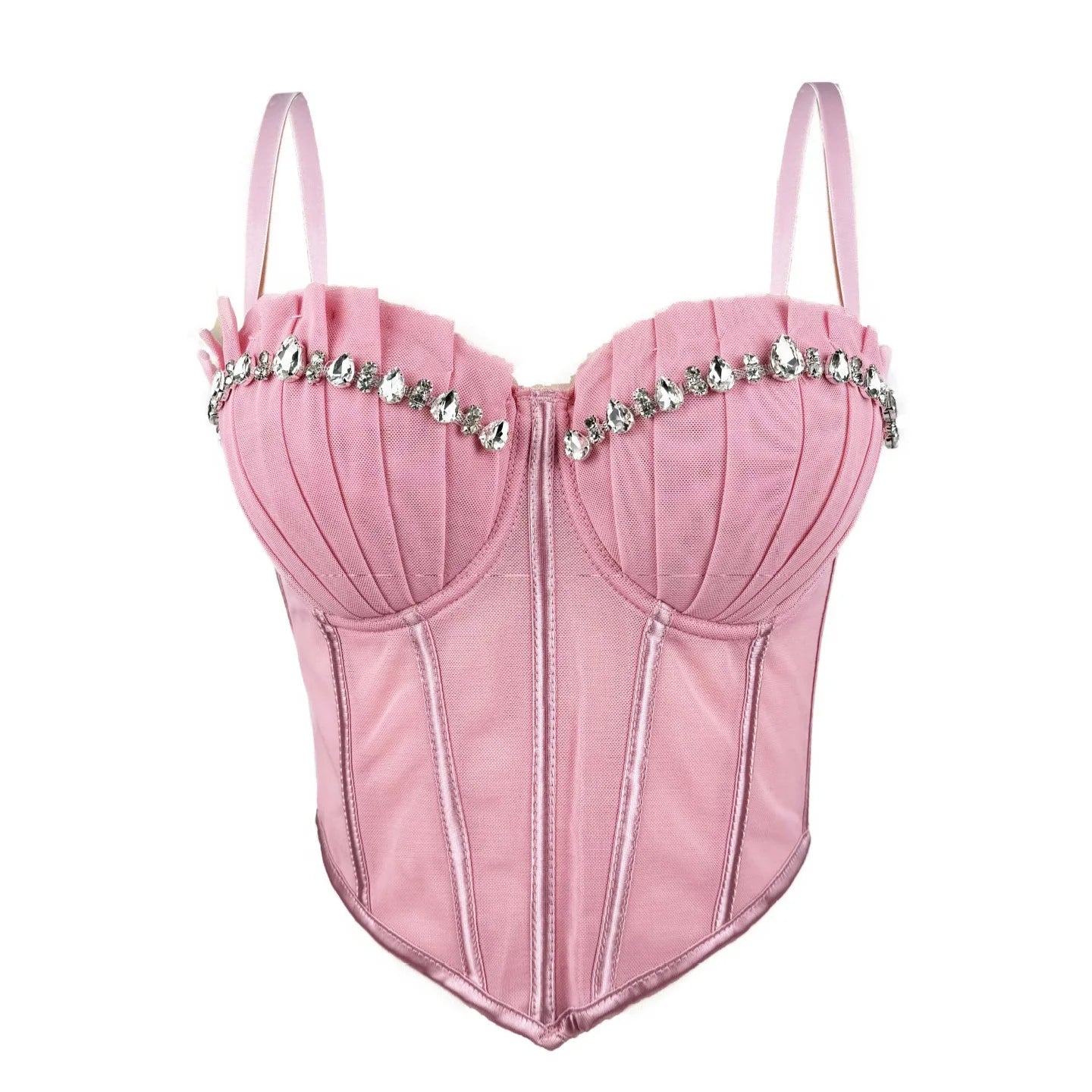 Corset Tank Tops Bra Bling Diamond Rhinestone Y2k Top Shirtssweet Party Camis Club
